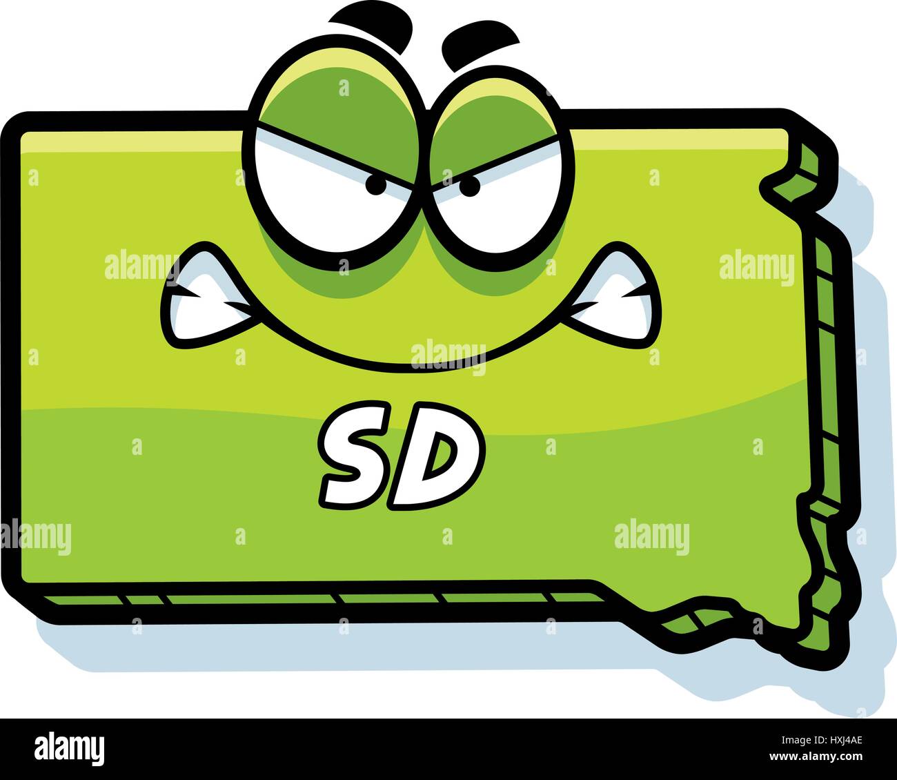 A cartoon illustration of the state of South Dakota looking angry Stock ...