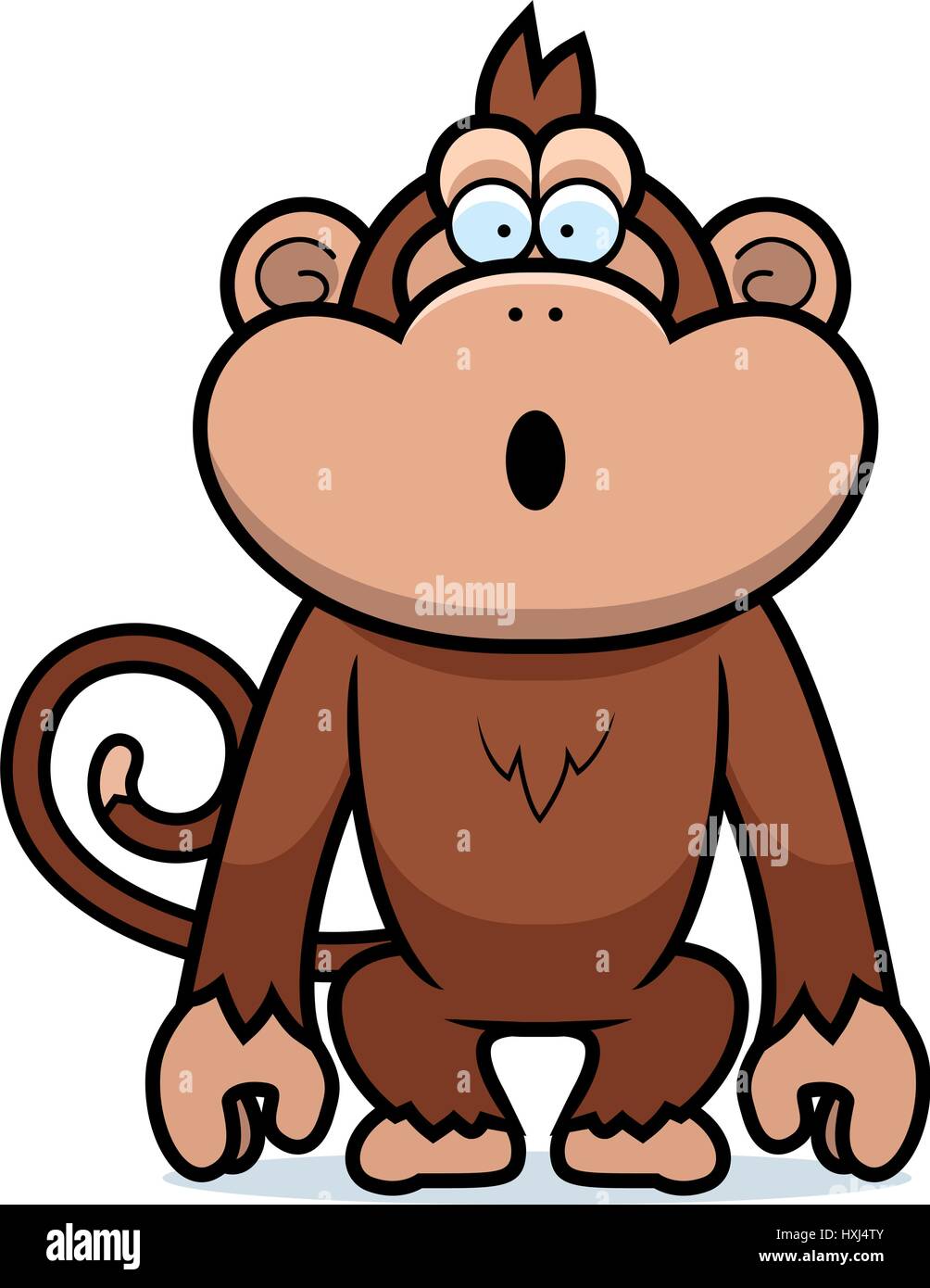 A cartoon illustration of a monkey looking surprised. Stock Vector