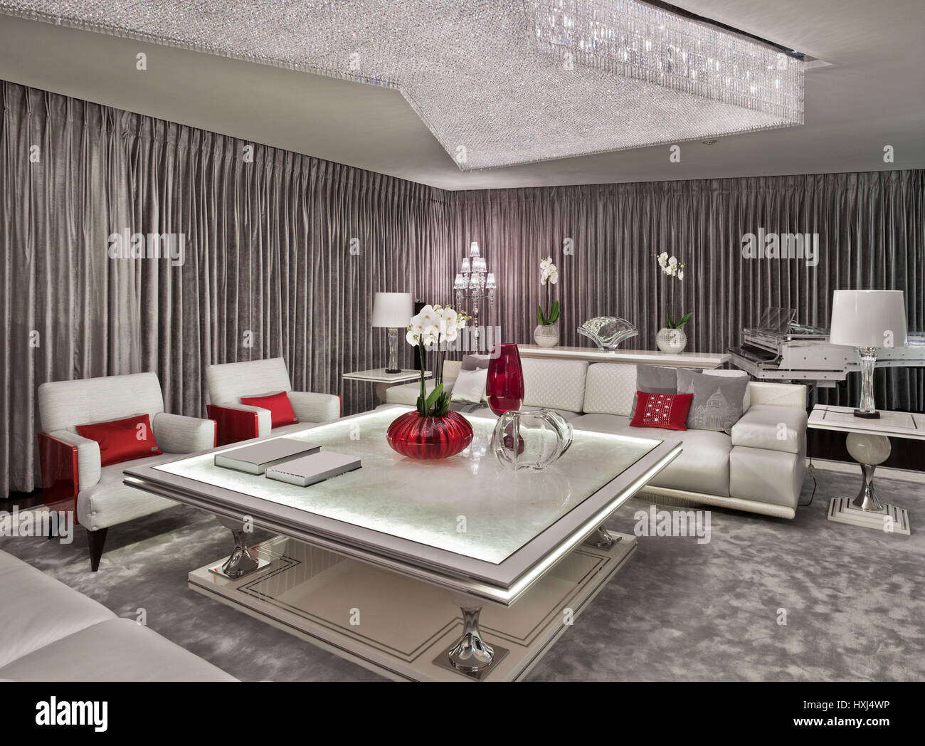 Lounge area in a luxury apartment in London Stock Photo