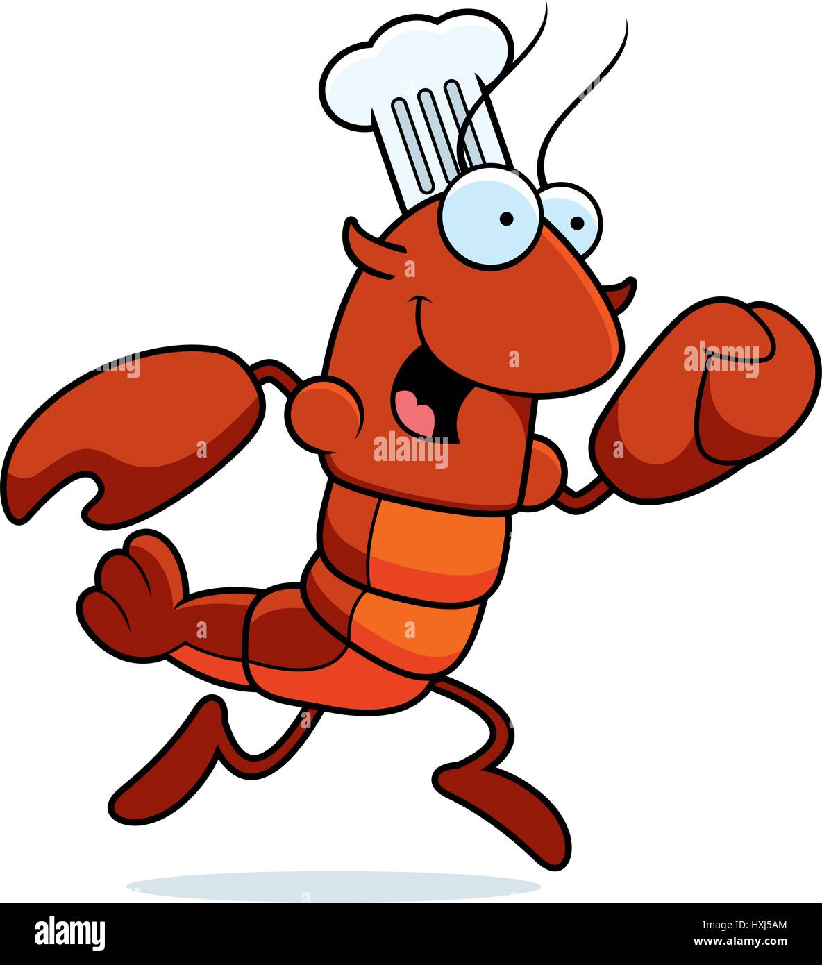 A cartoon illustration of a crawfish chef running Stock Vector Image ...