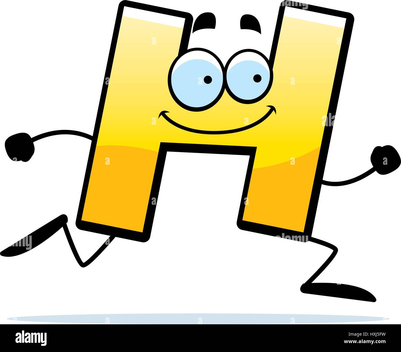 A cartoon illustration of a letter H running and smiling Stock Vector ...