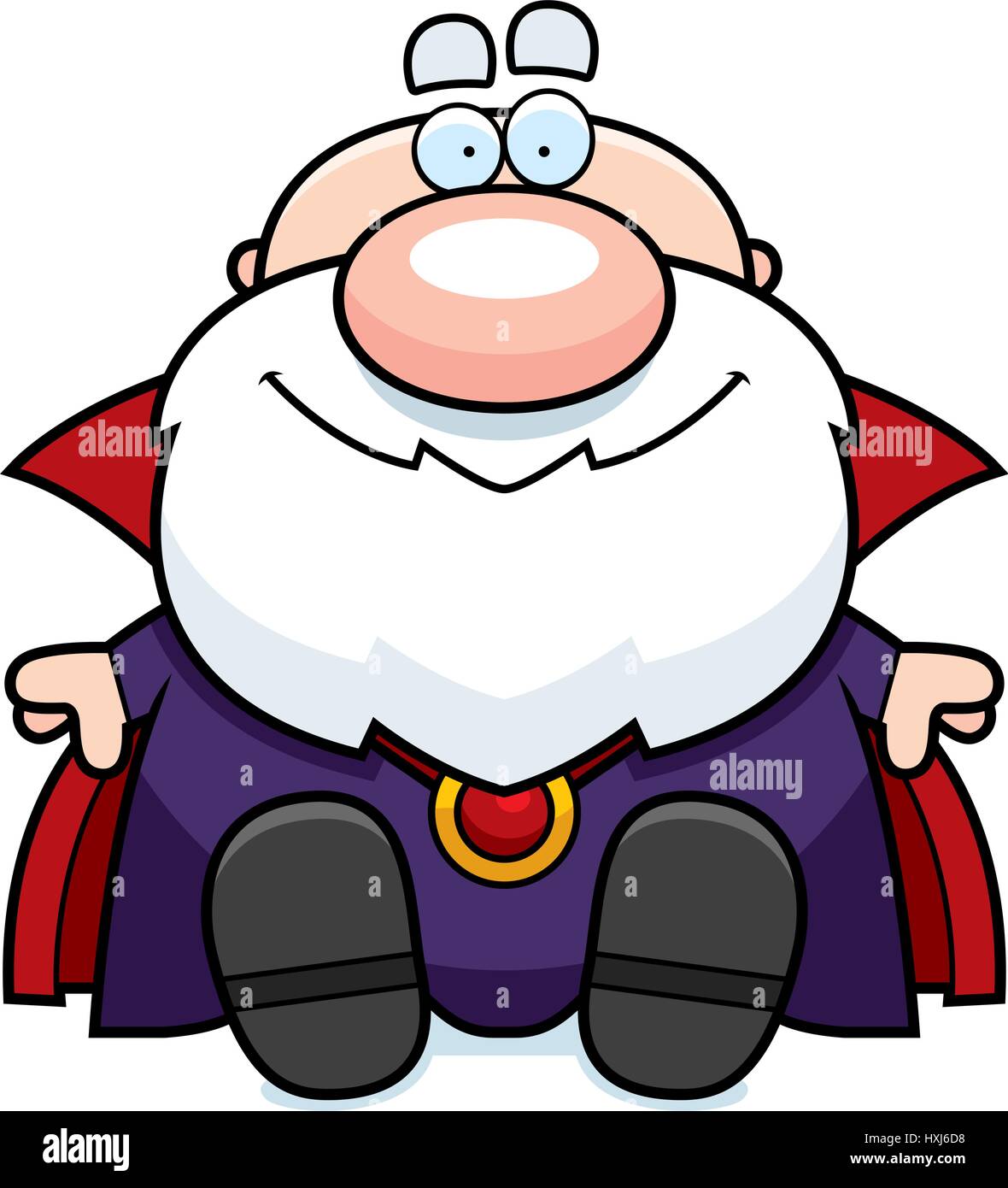 A cartoon illustration of a wizard sitting. Stock Vector