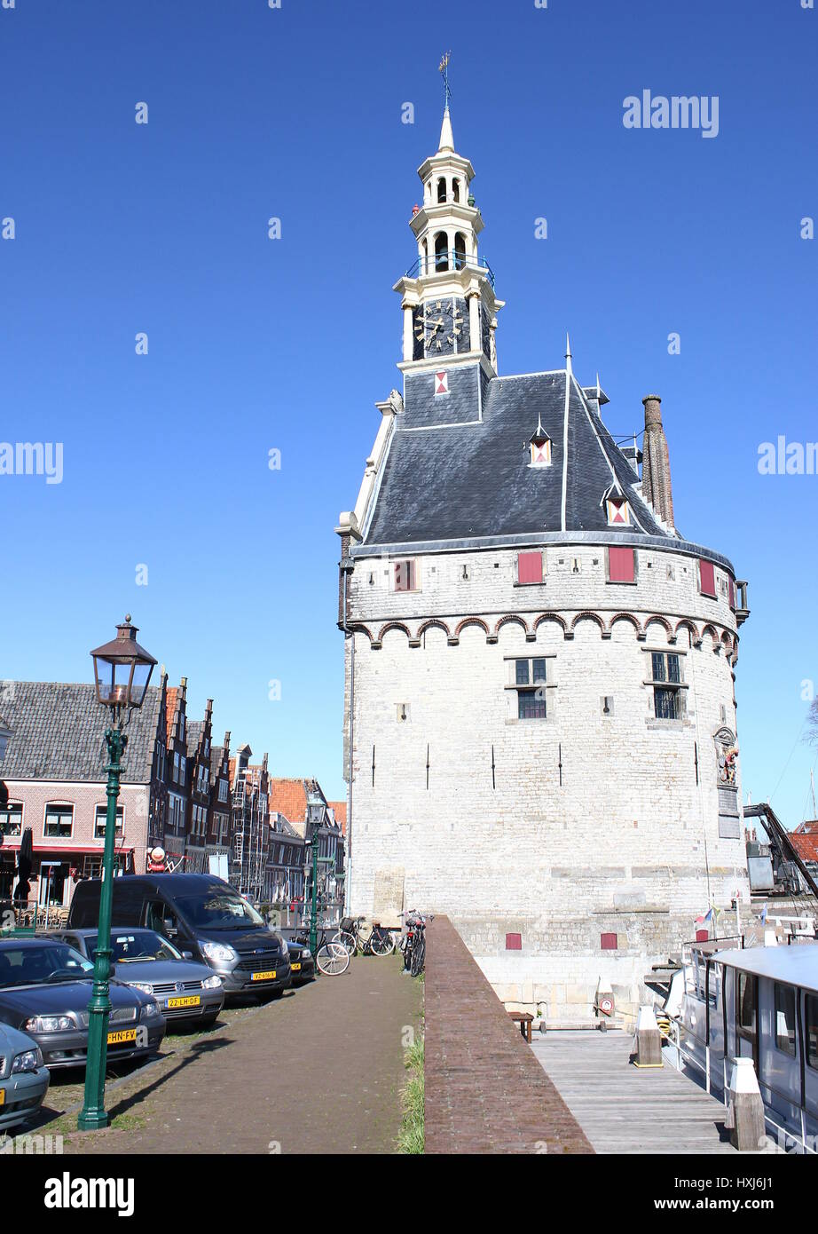 16th century Hoofdtoren ('Main Tower), last remnant of the defensive wall surrounding the old city centre of Hoorn, North Holland, Netherlands. Stock Photo