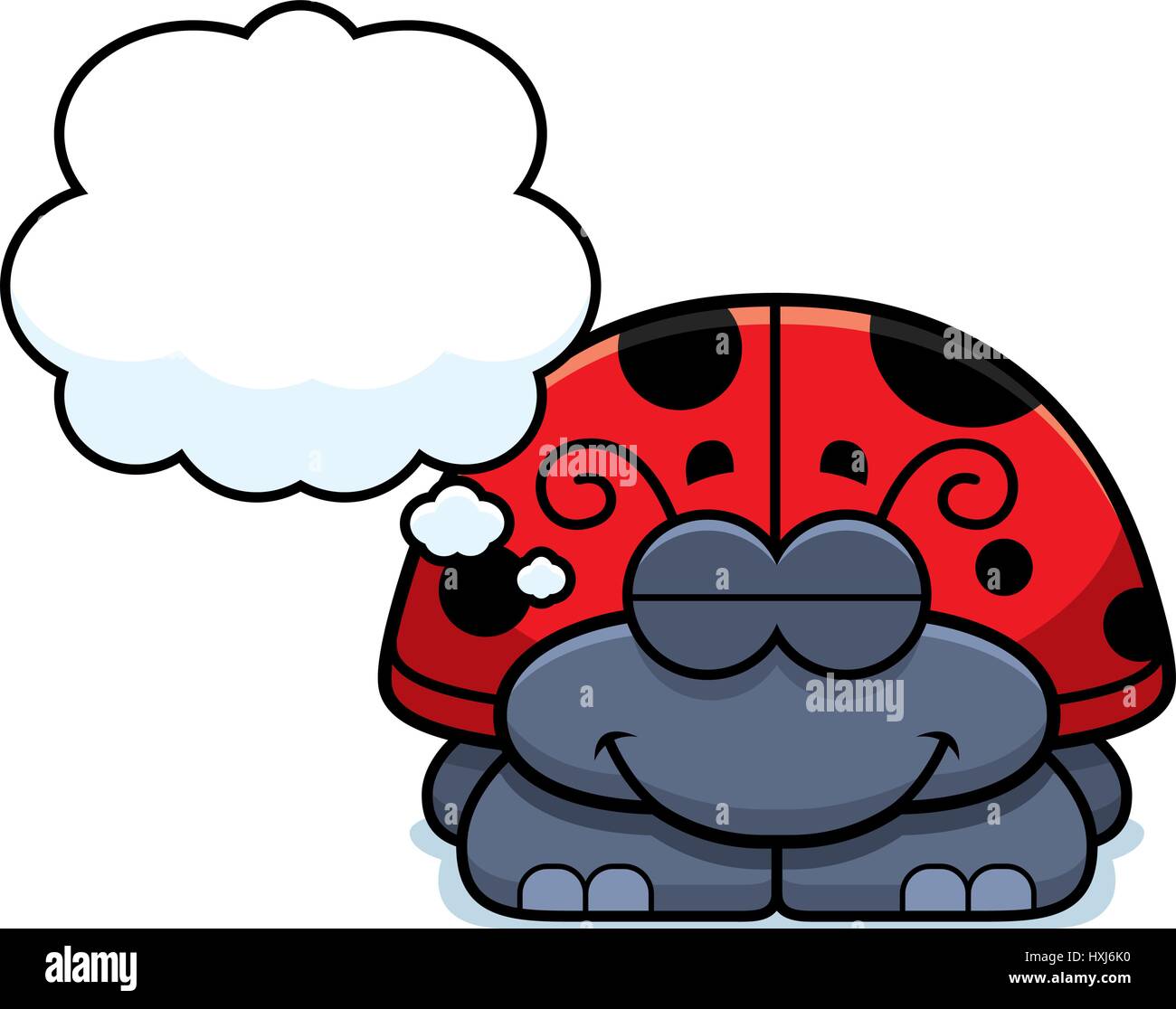 A cartoon illustration of a little ladybug dreaming. Stock Vector