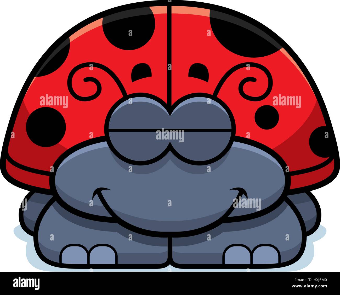 A cartoon illustration of a little ladybug sleeping. Stock Vector
