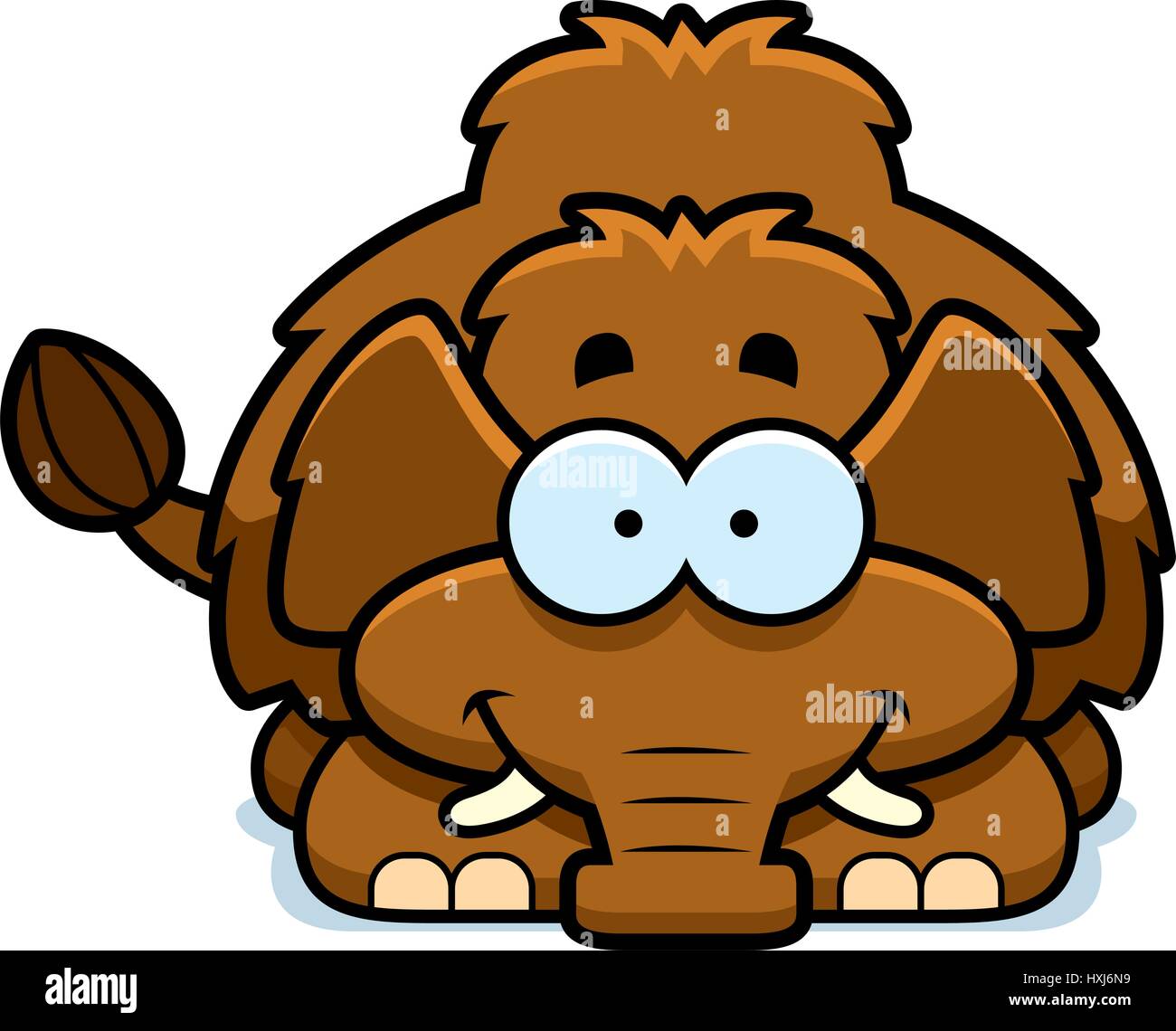 A cartoon illustration of a little mammoth happy and smiling Stock