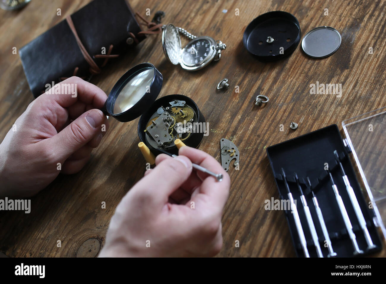 watch clock repair retro concept working hard in a past Stock Photo