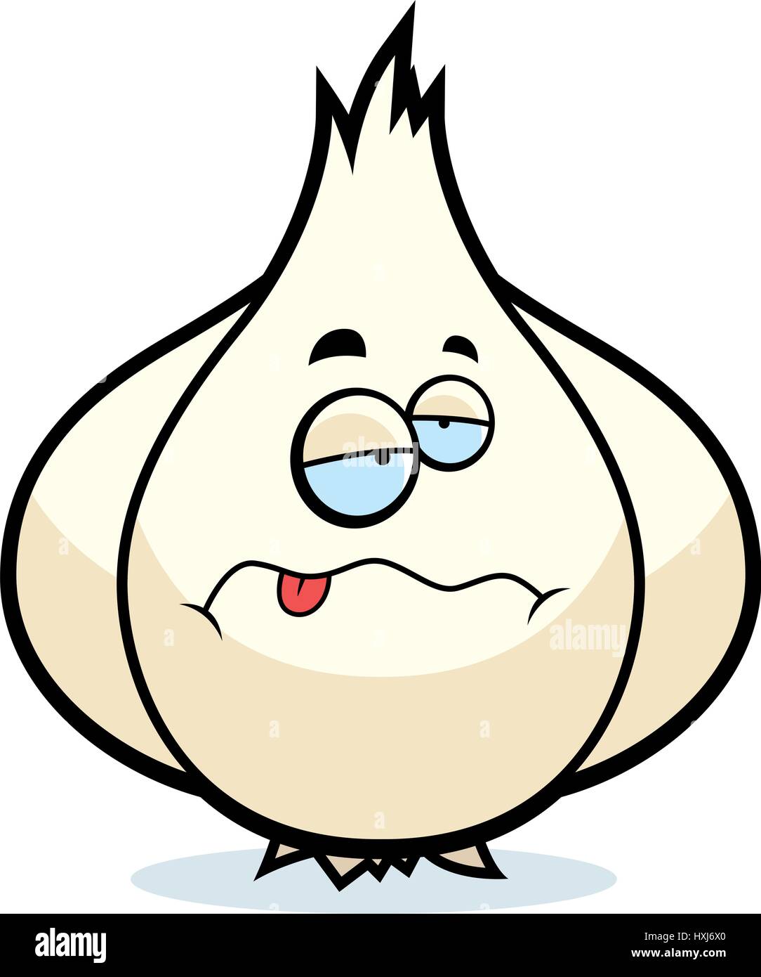 A cartoon illustration of a garlic bulb looking sick Stock Vector Image