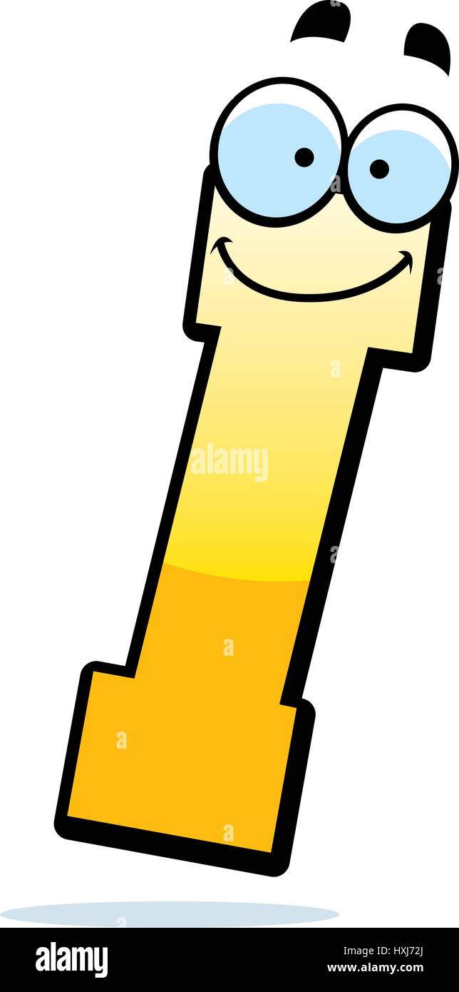 A cartoon illustration of a letter I smiling and happy Stock Vector