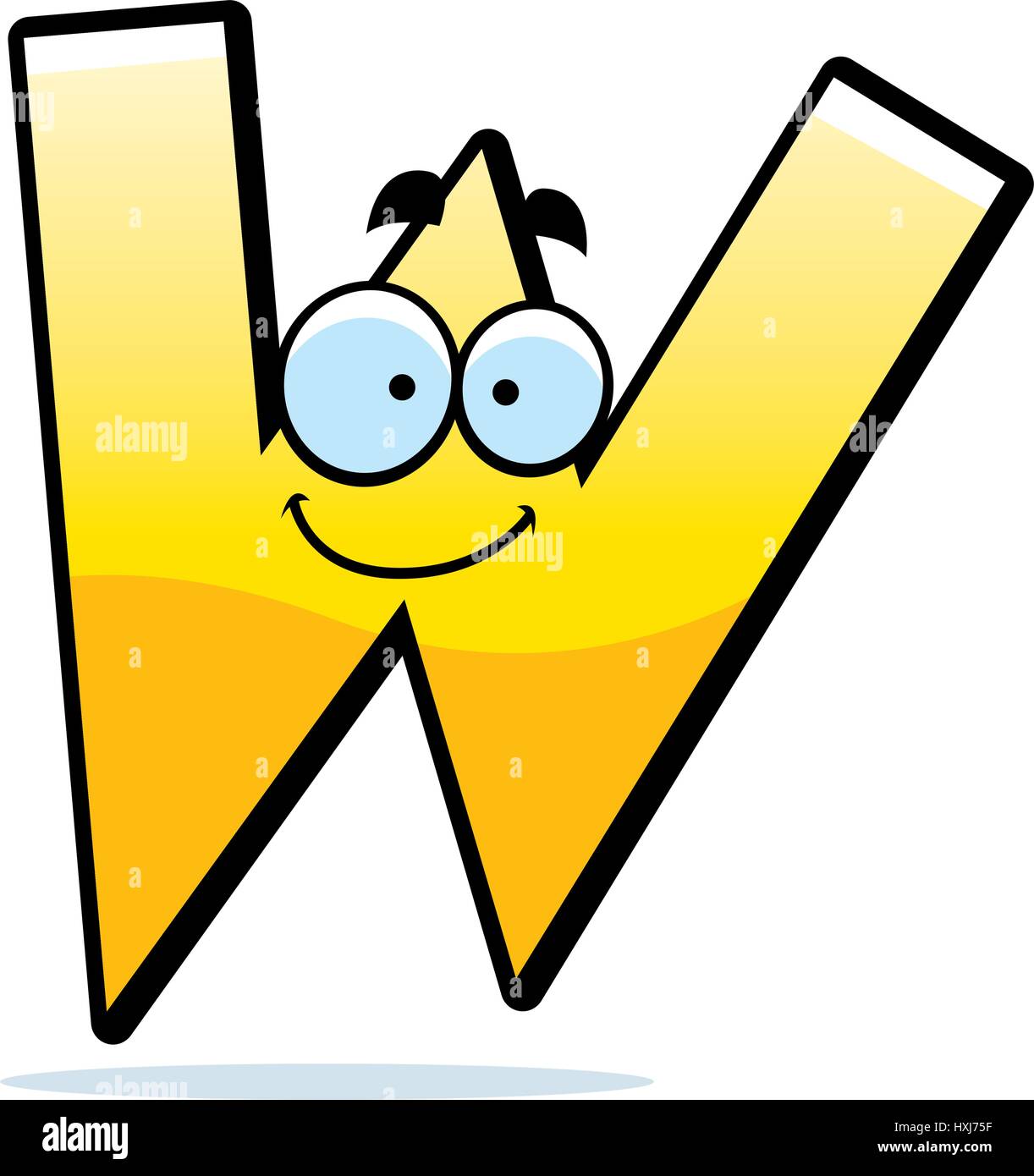 A cartoon illustration of a letter W smiling and happy Stock Vector ...