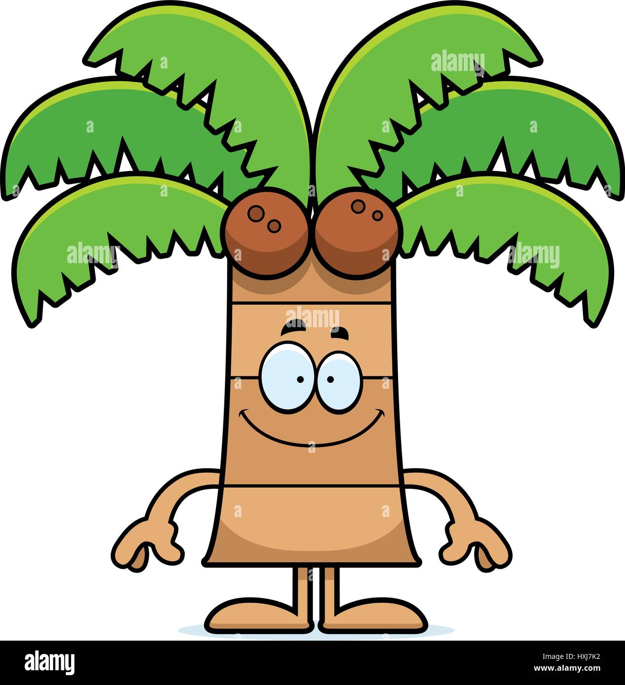 A cartoon illustration of a palm tree looking happy Stock Vector Image
