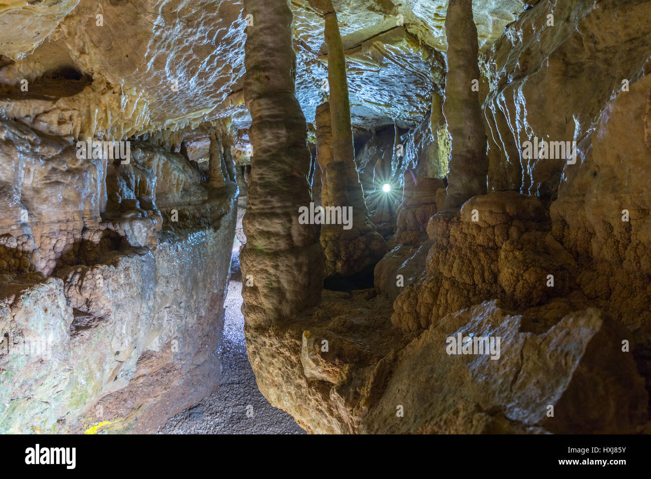 cave with gorgeous dripstones Stock Photo
