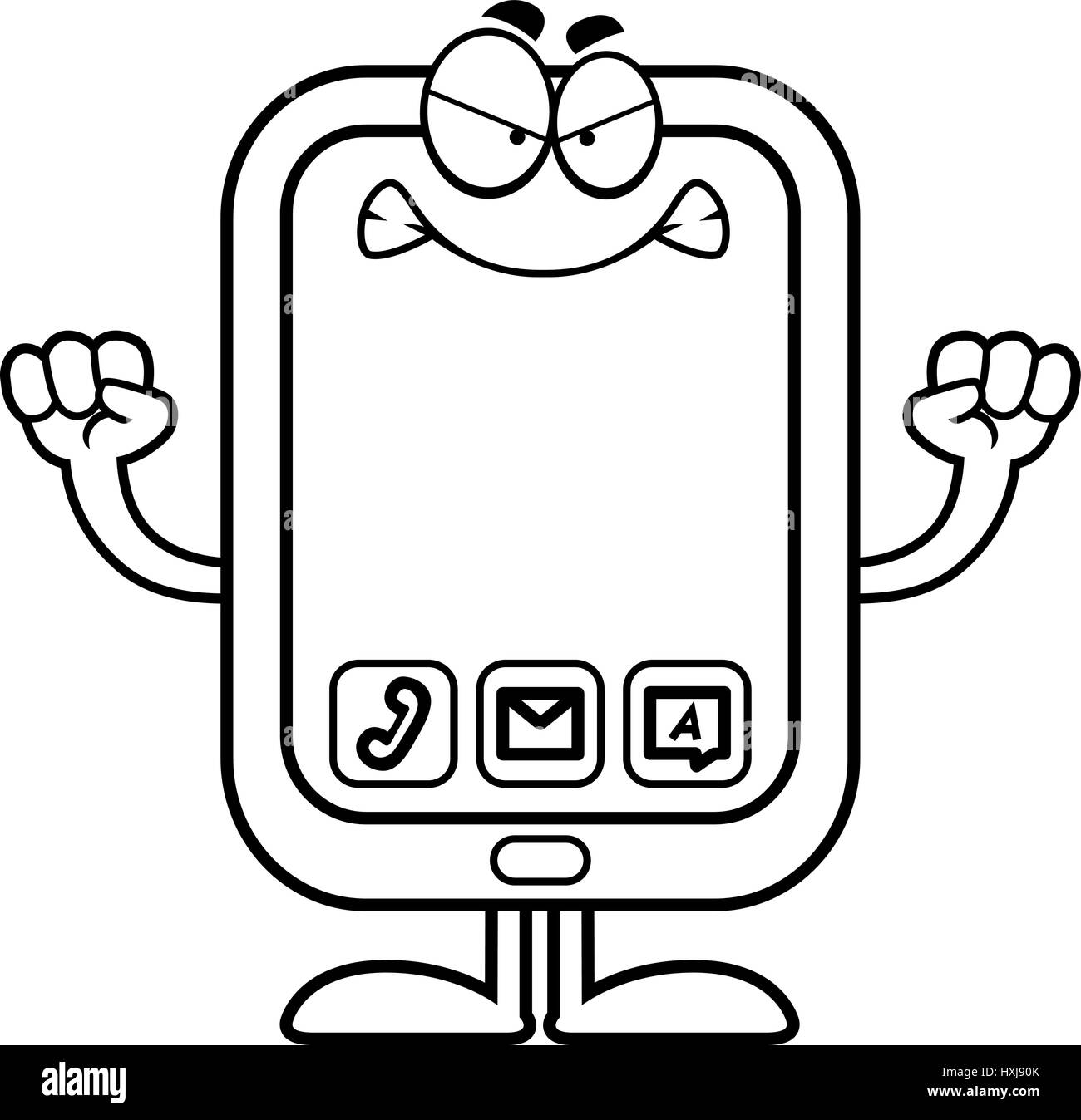 A cartoon illustration of a smartphone looking angry Stock Vector Image ...