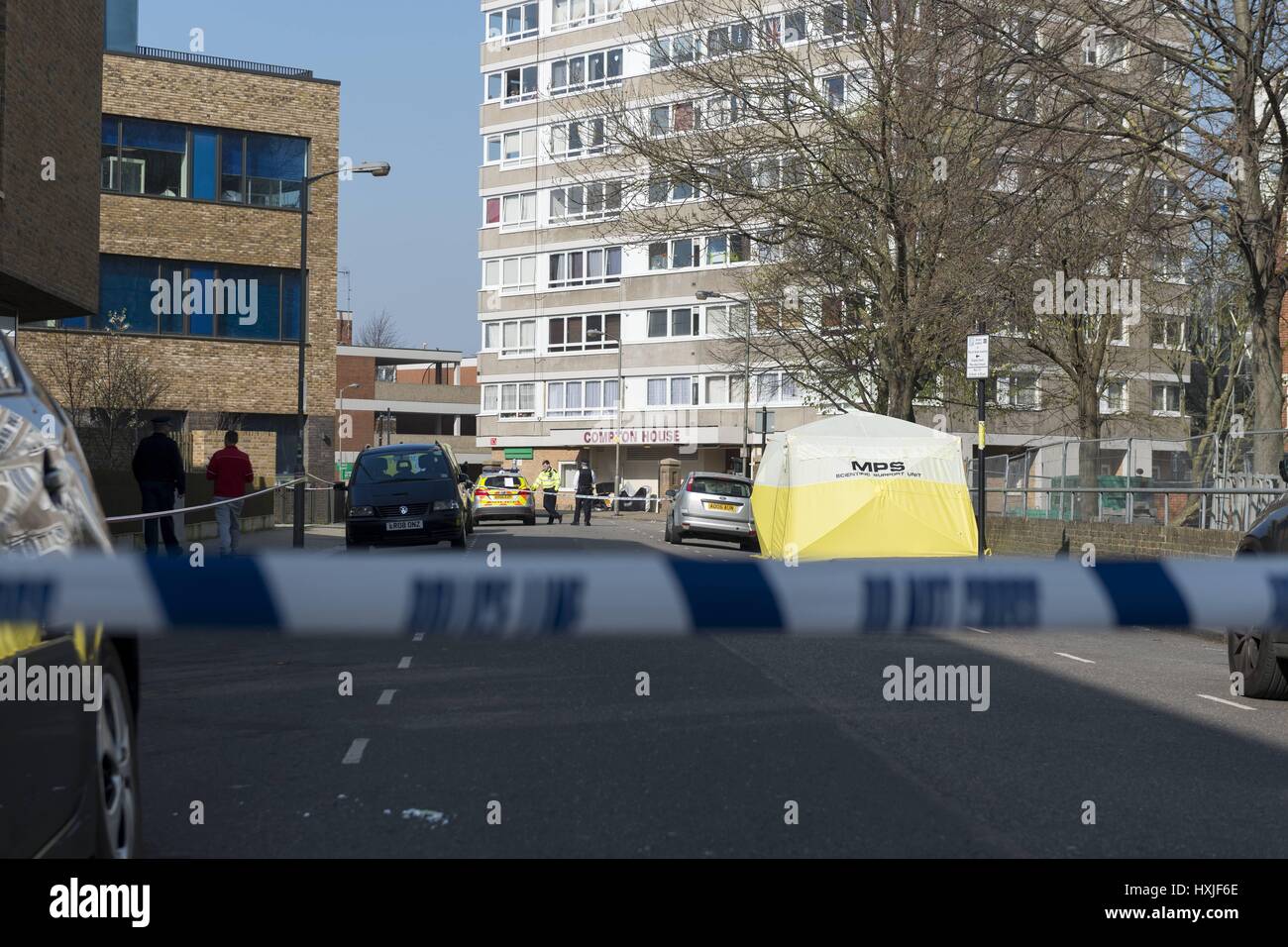 London, UK. 28th Mar, 2017. Police investigates a serious incident in