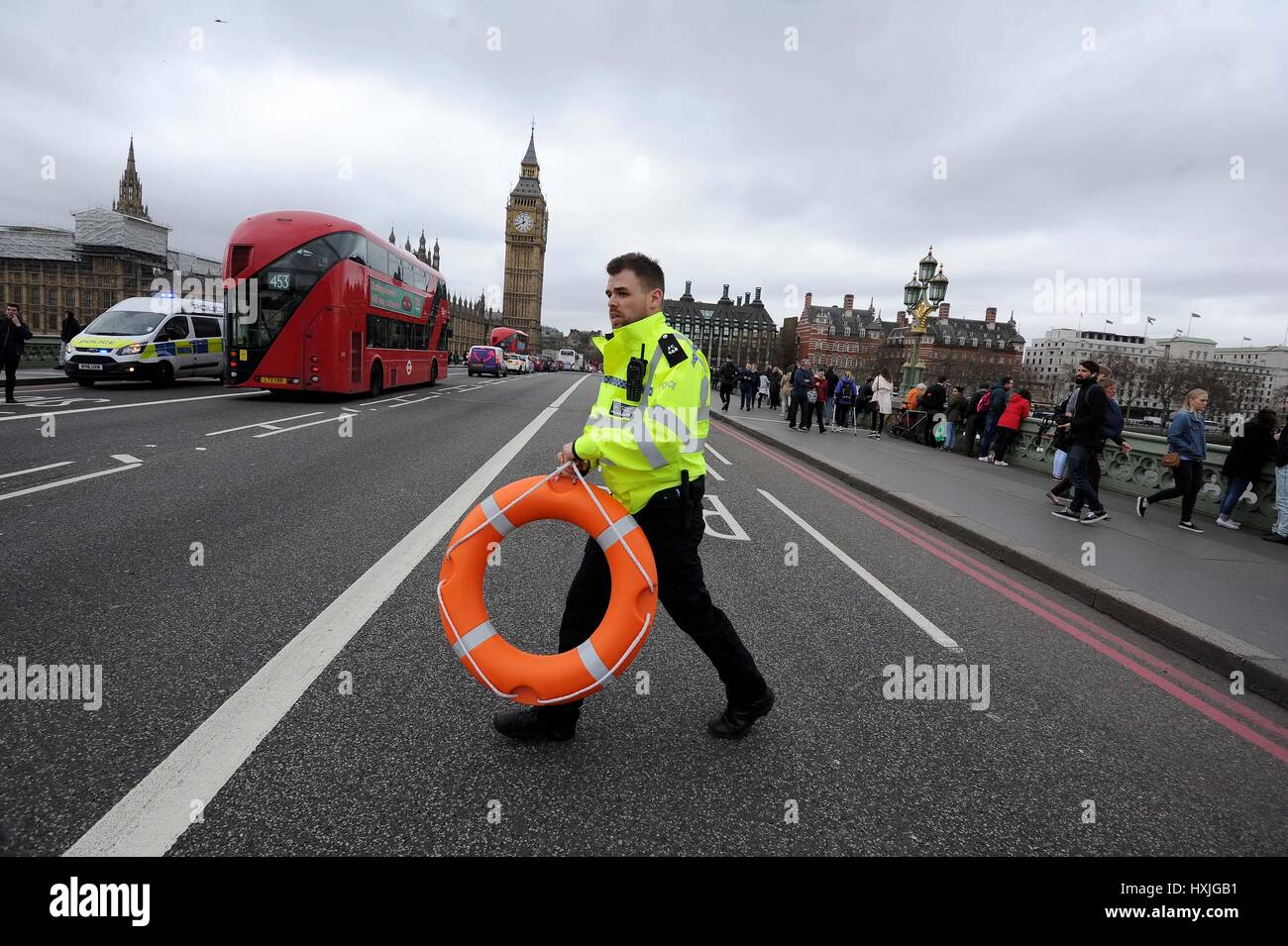 Man reportedly jumped from Westminster Bridge into the River Thames,, London, UK Credit: Finnbarr Webster/Alamy Live News Stock Photo