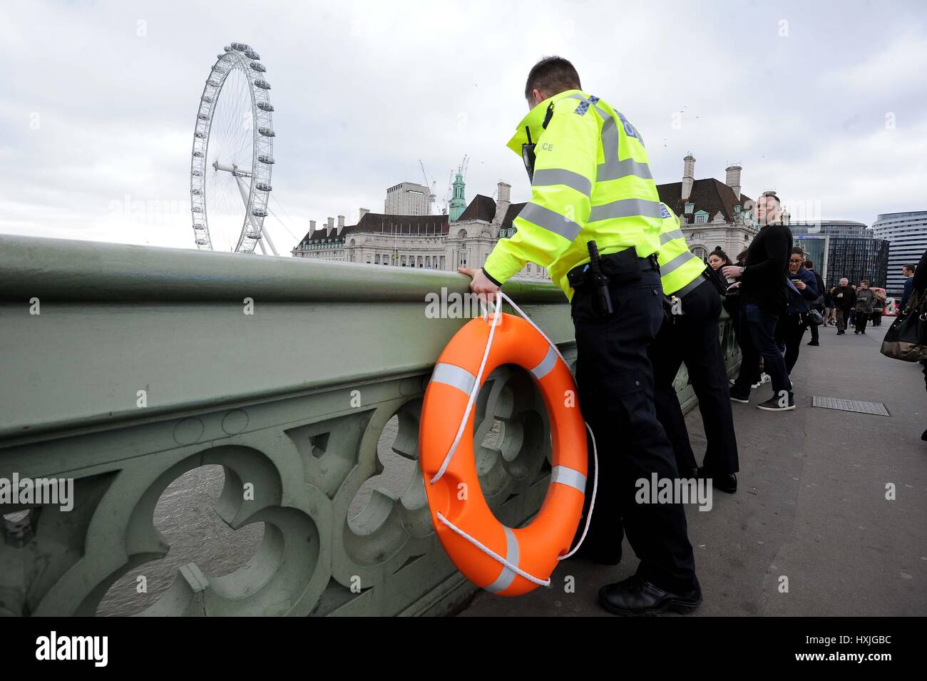 Man reportedly jumped from Westminster Bridge into the River Thames,, London, UK Credit: Finnbarr Webster/Alamy Live News Stock Photo