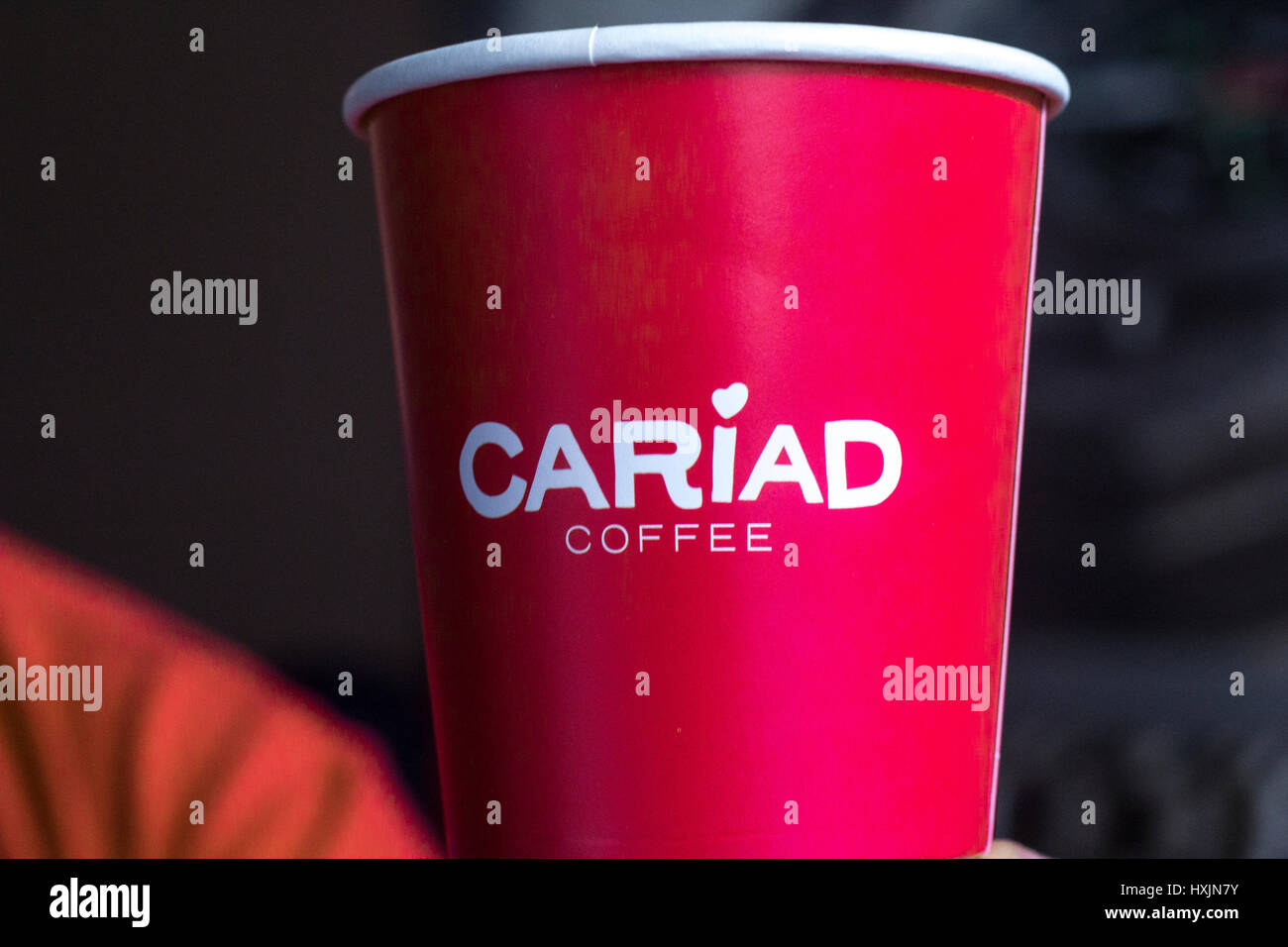 Lee Nicholas representing Cariad Coffee. Stall holders at the Cardiff Bierkeller Business Expo for local businesses in the city centre. hashtag cariad coffee @Cariad coffe by Ella Geen Stock Photo