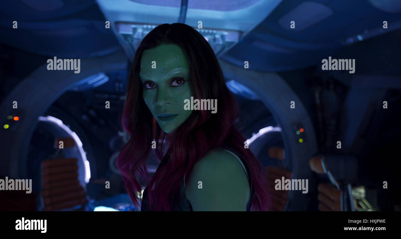 RELEASE DATE: May 5, 2017 TITLE: Guardians Of The Galaxy Vol. 2 STUDIO: Marvel DIRECTOR: James Gunn PLOT: Set to the backdrop of Awesome Mixtape #2, 'Guardians of the Galaxy Vol. 2' continues the team's adventures as they unravel the mystery of Peter Quill's true parentage PICTURED: Zoe Saldana as Gamora. (Credit Image: © Marvel/Entertainment Pictures) Stock Photo