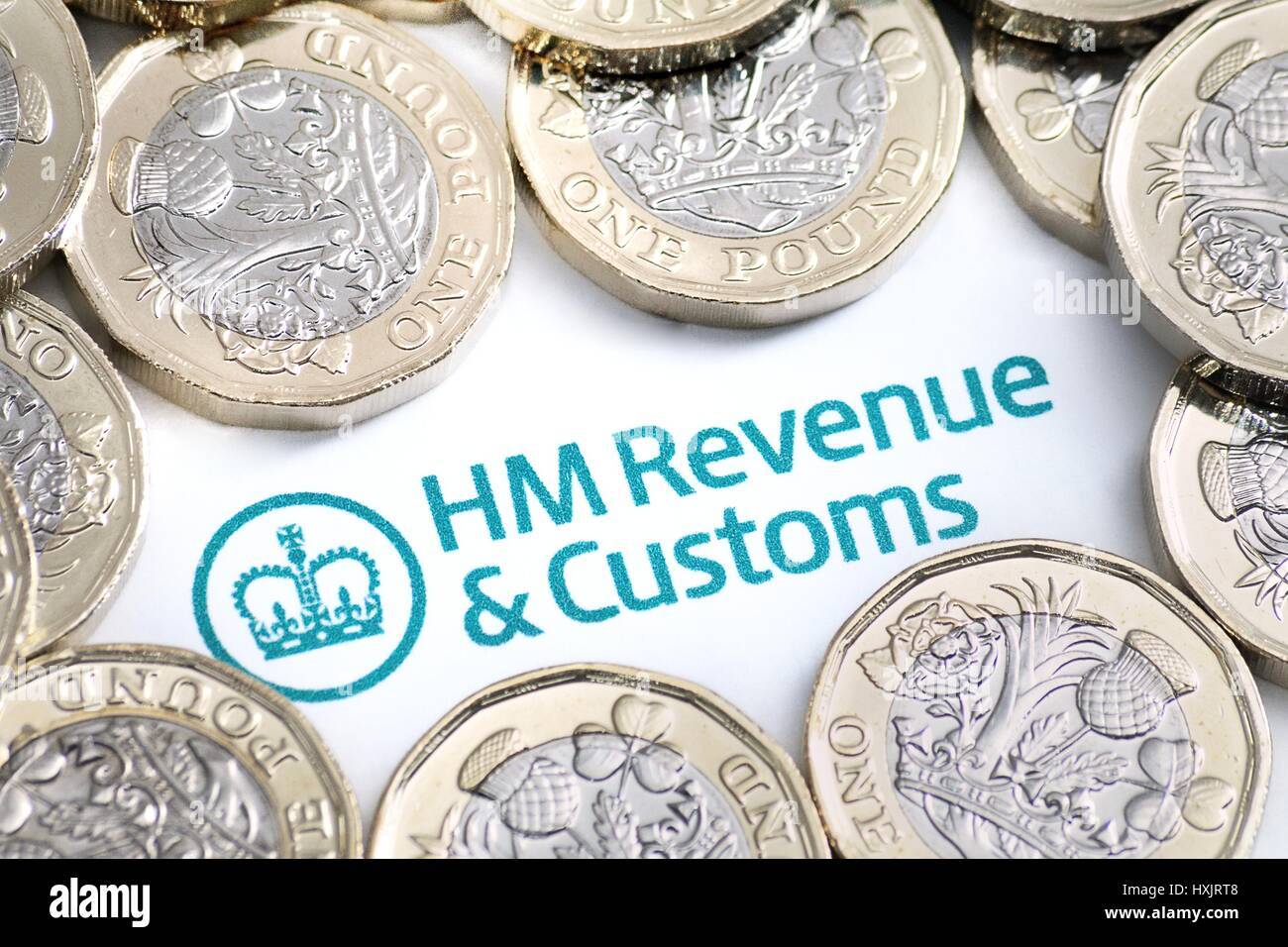 HMRC & New Pound Coins Stock Photo