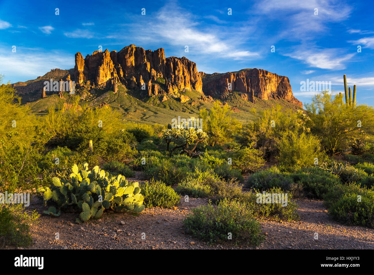 The Superstition Mountains on the Apache Trail east of Mesa Arizona