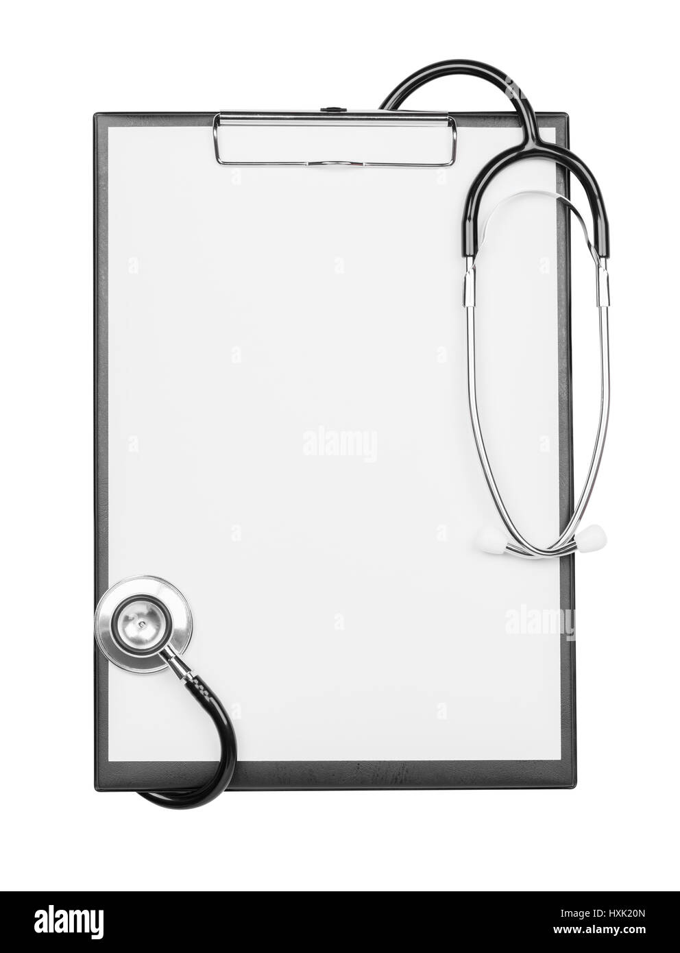 blank clipboard with stethoscope isolated on white background with ...