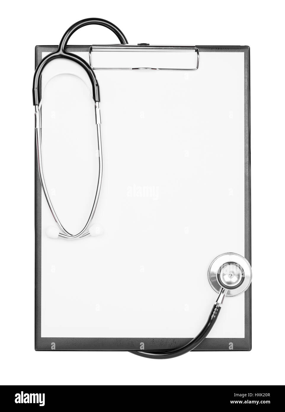 blank clipboard with stethoscope isolated on white background with ...