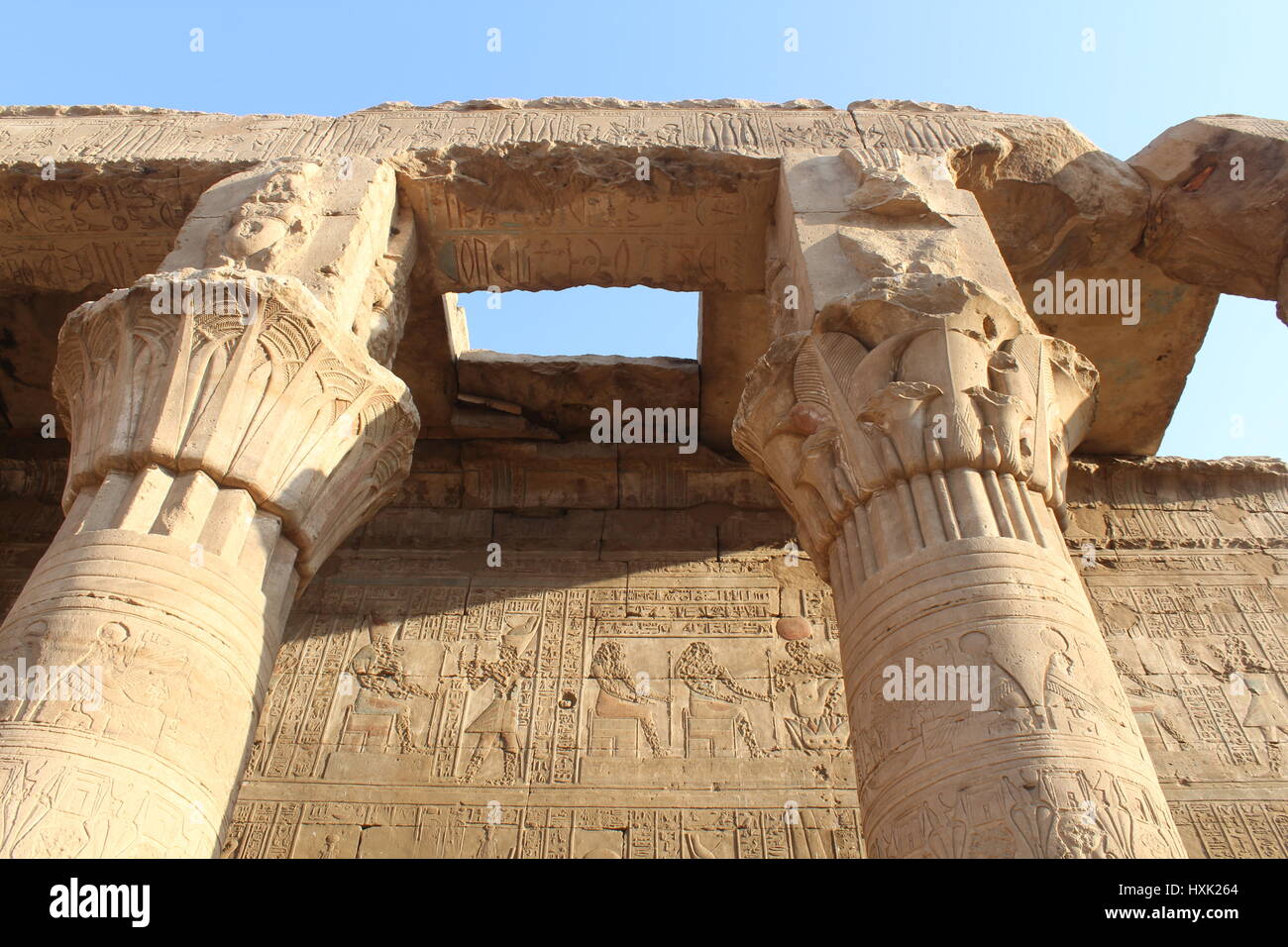 Edfu temple of Horus in Edfu city on the Nile Stock Photo