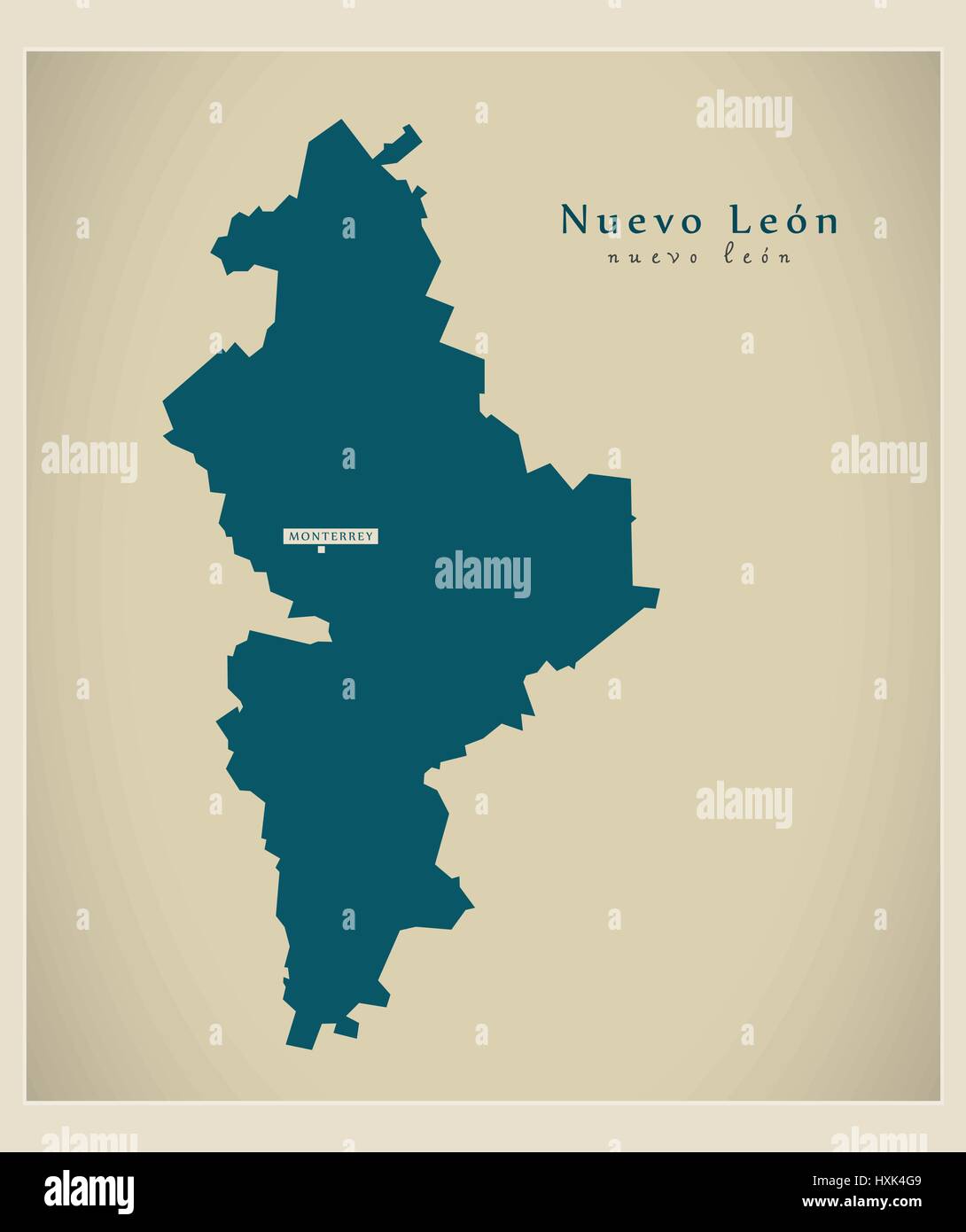 Modern Map - Nuevo Leon MX Stock Vector