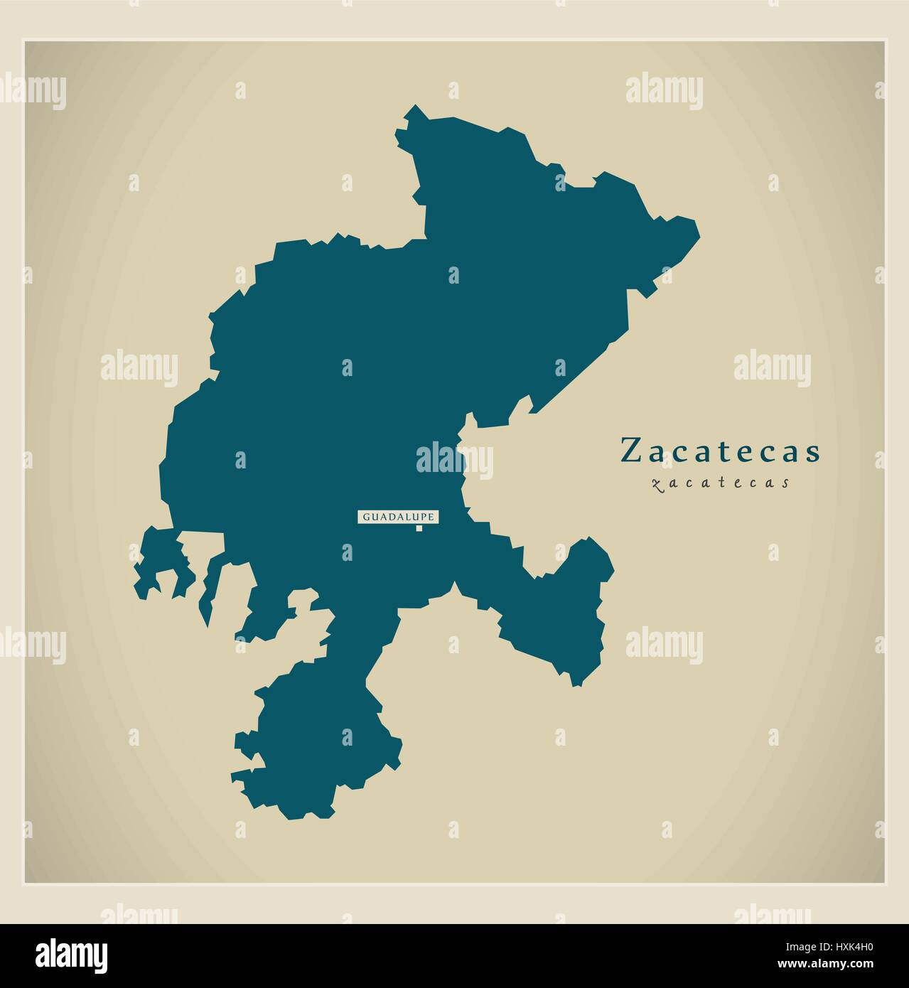 Modern Map - Zacatecas MX Stock Vector