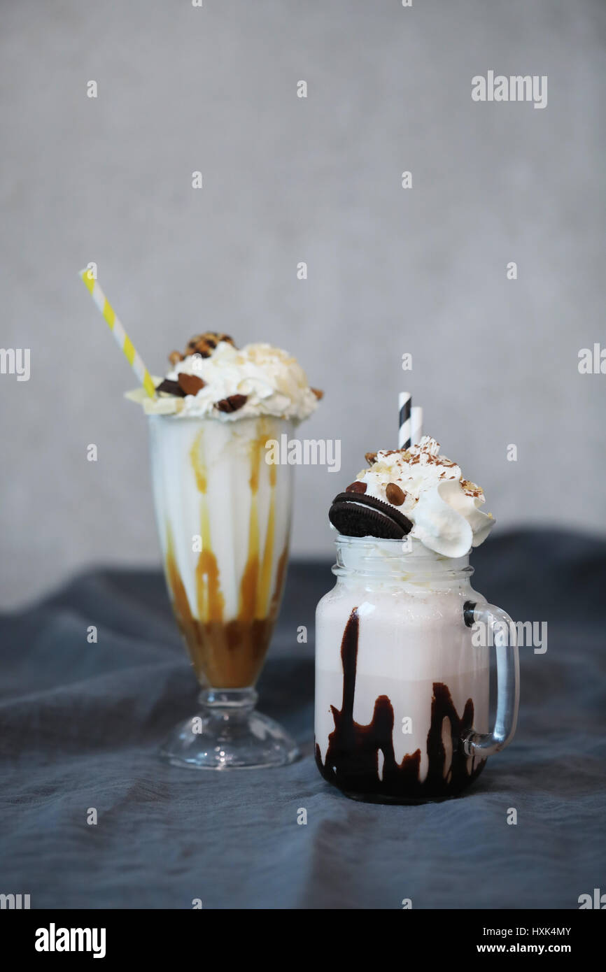 Milkshake Table Sweet milkshakes chocolate caramel hi-res stock photography and images ...