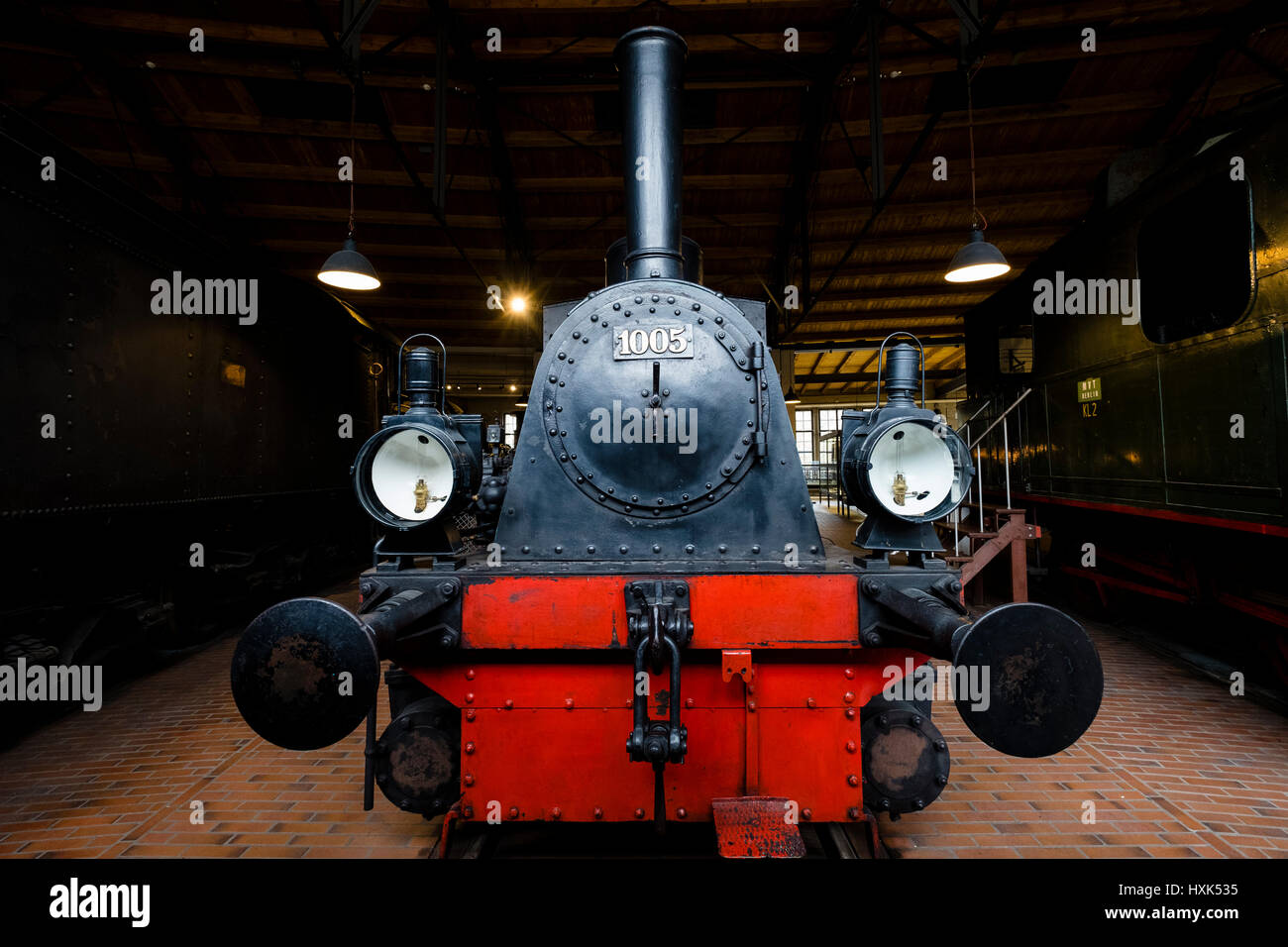 Steam lovcomotive on display at Deutsches Technikmuseum, German Museum of Technology, in Berlin, Germany Stock Photo
