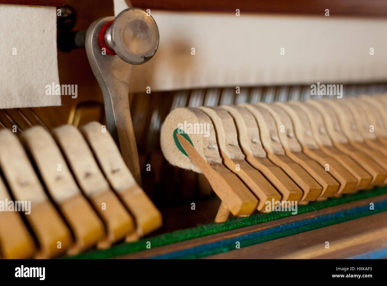 Upright black piano hammer detail Stock Photo Alamy
