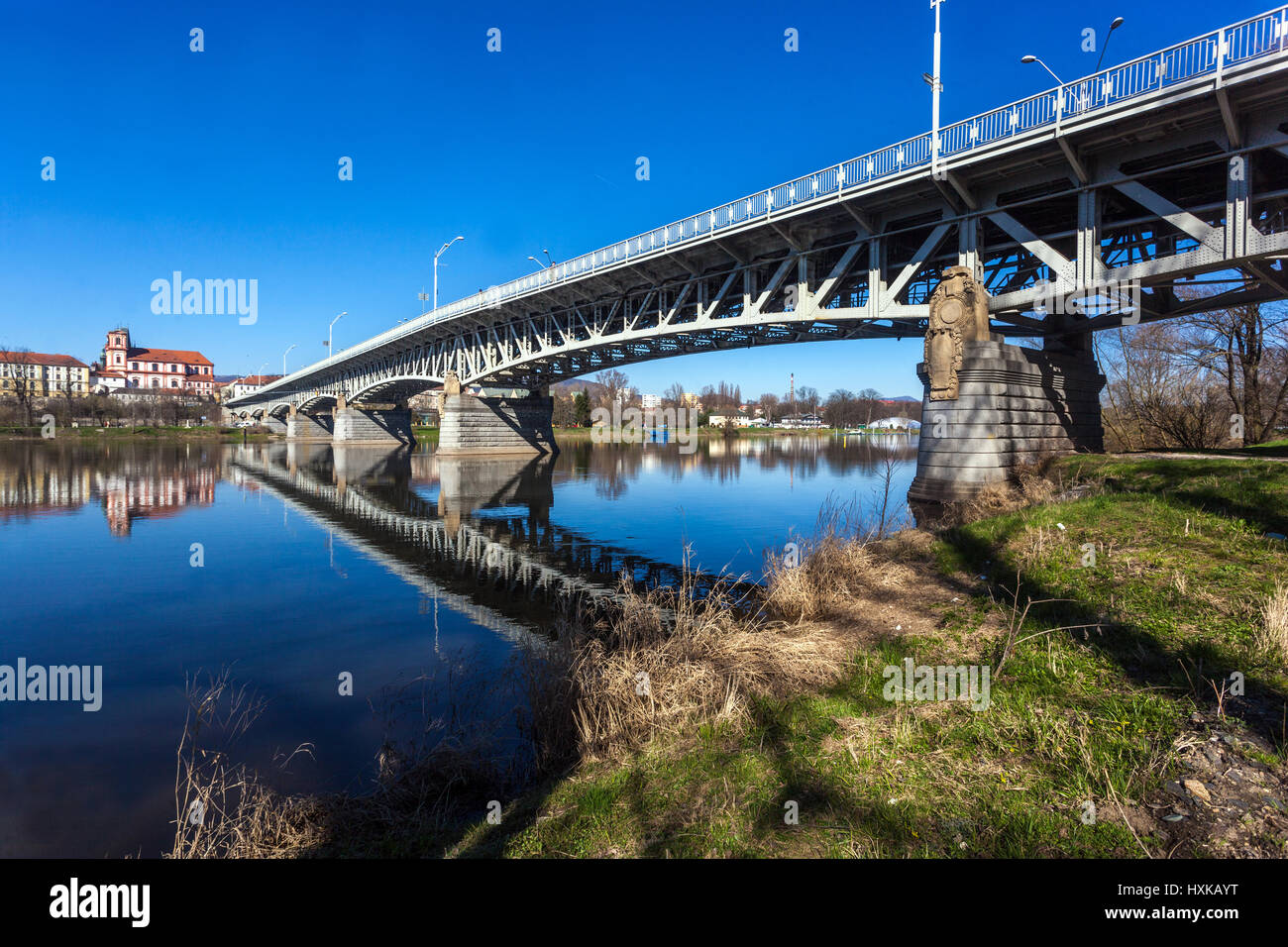 River Elbe bridge, Litomerice, Northern Bohemia, Czech Republic Stock
