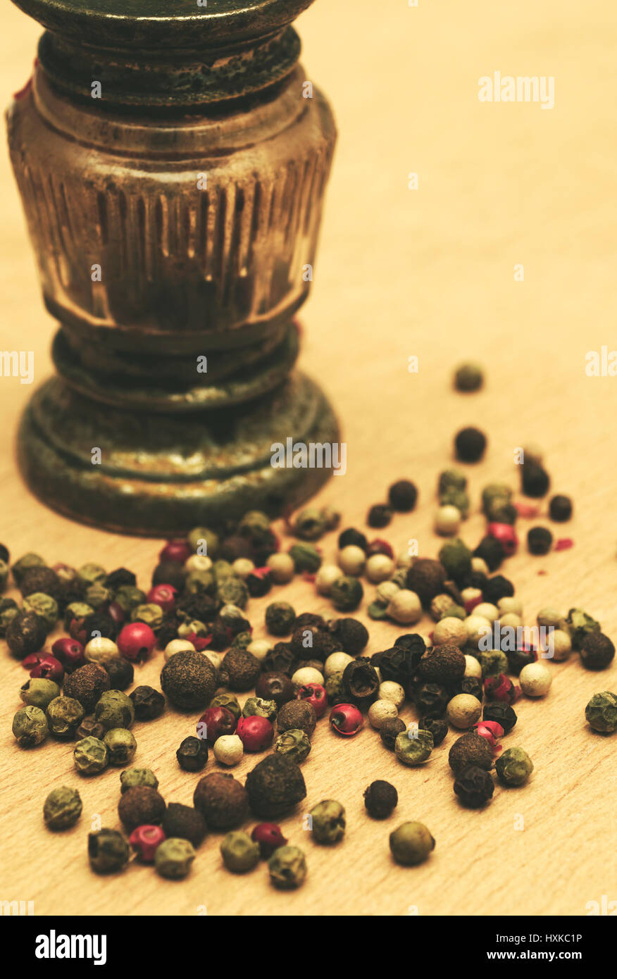 grinder and peppercorns Stock Photo Alamy