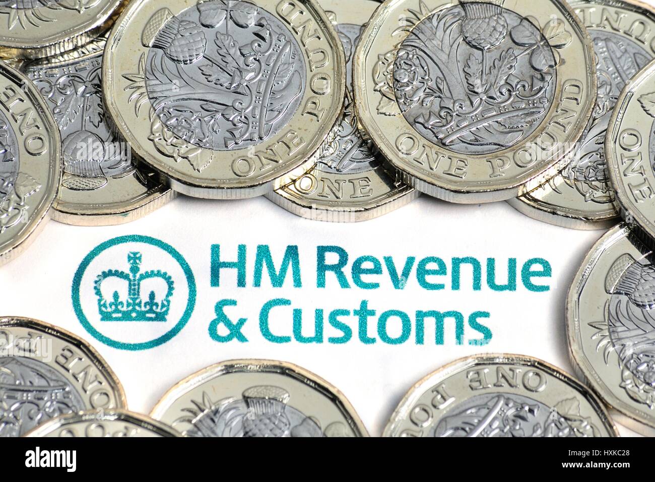 HMRC & New Pound Coins Stock Photo