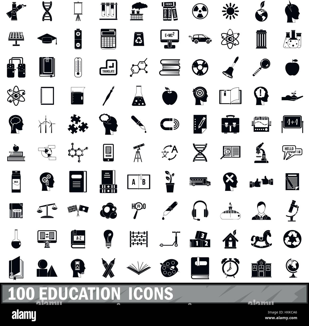 100 education icons set, simple style Stock Vector Image & Art - Alamy
