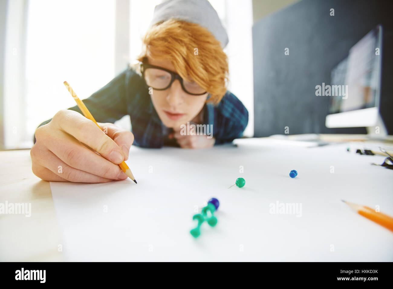 Trendy Creative Student Drawing Stock Photo