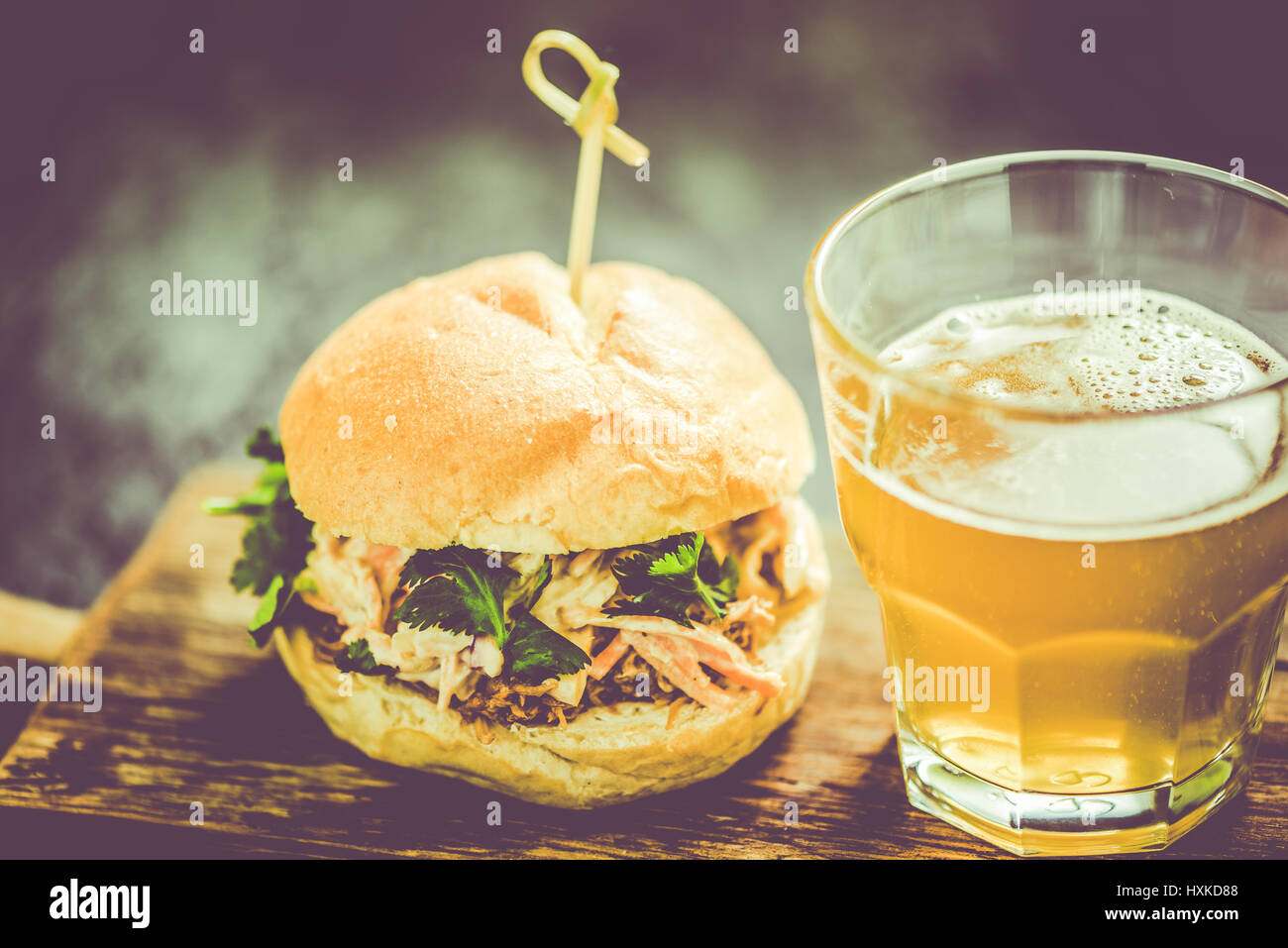 local gastro pub food, pulled pork bun with coleslaw Stock Photo Alamy