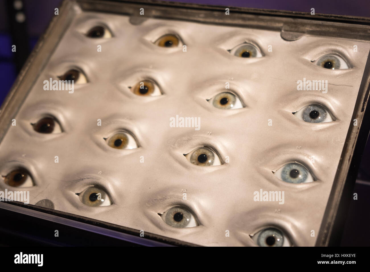 Display of glass eyes. Stock Photo
