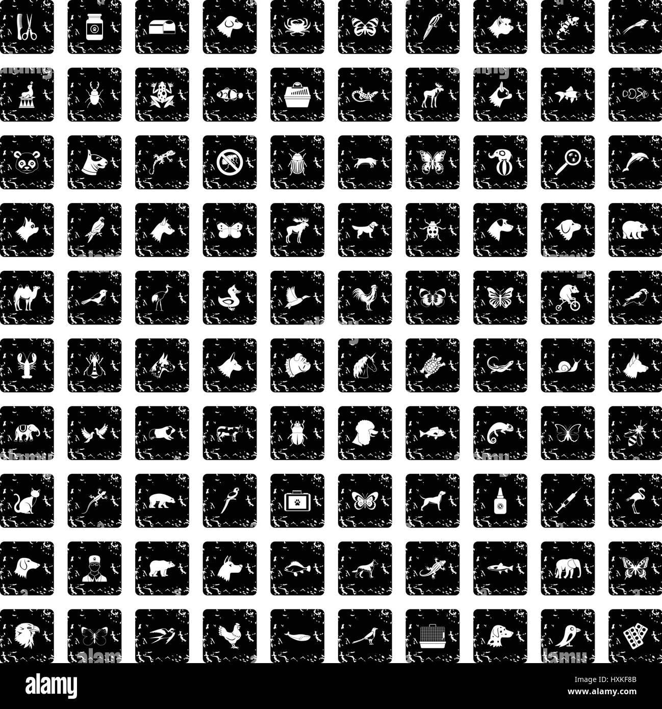 100 animals icons set, grunge style Stock Vector Image & Art - Alamy