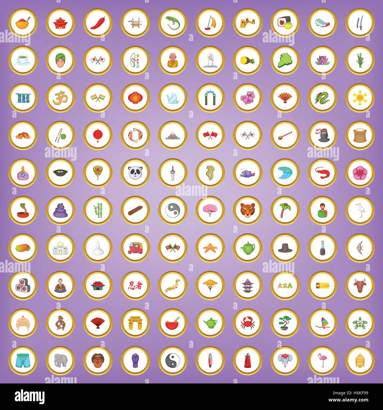 100 Asia icons set in cartoon style Stock Vector Image & Art - Alamy