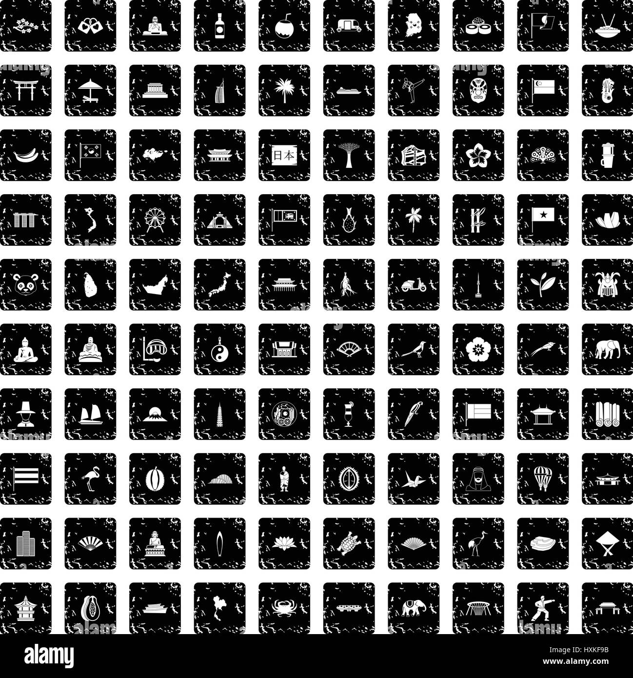 100 asian icons set, grunge style Stock Vector Image & Art - Alamy