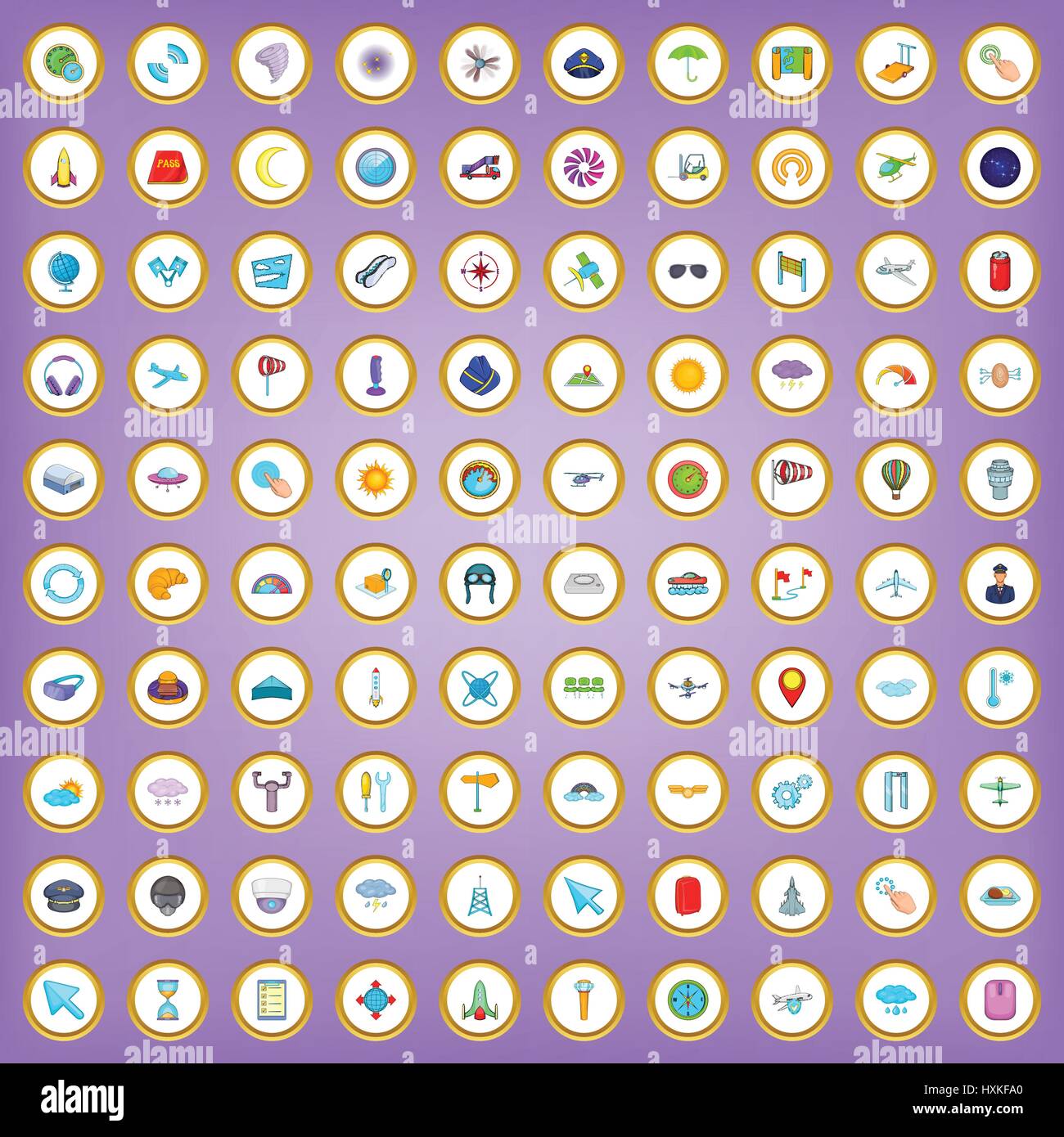 100 aviation icons set in cartoon style Stock Vector Image & Art - Alamy