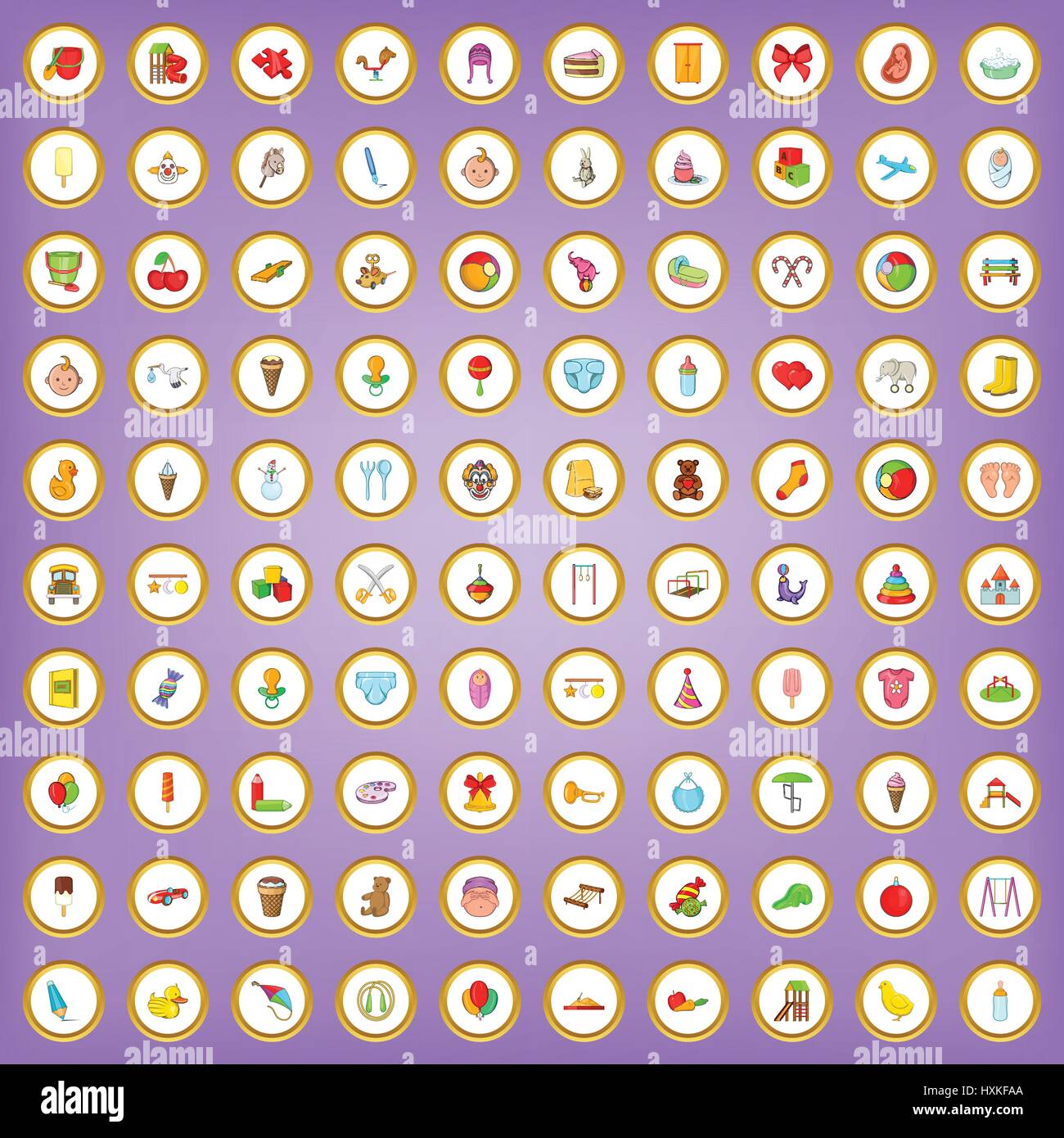100 baby icons set in cartoon style Stock Vector Image & Art - Alamy