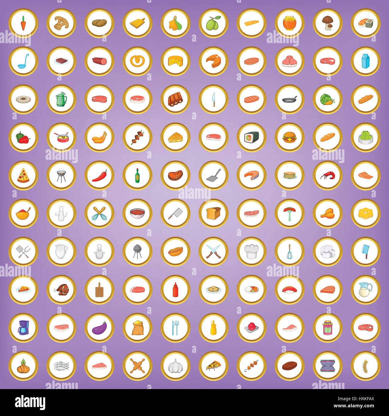 100 barbecue icons set in cartoon style Stock Vector Image & Art - Alamy