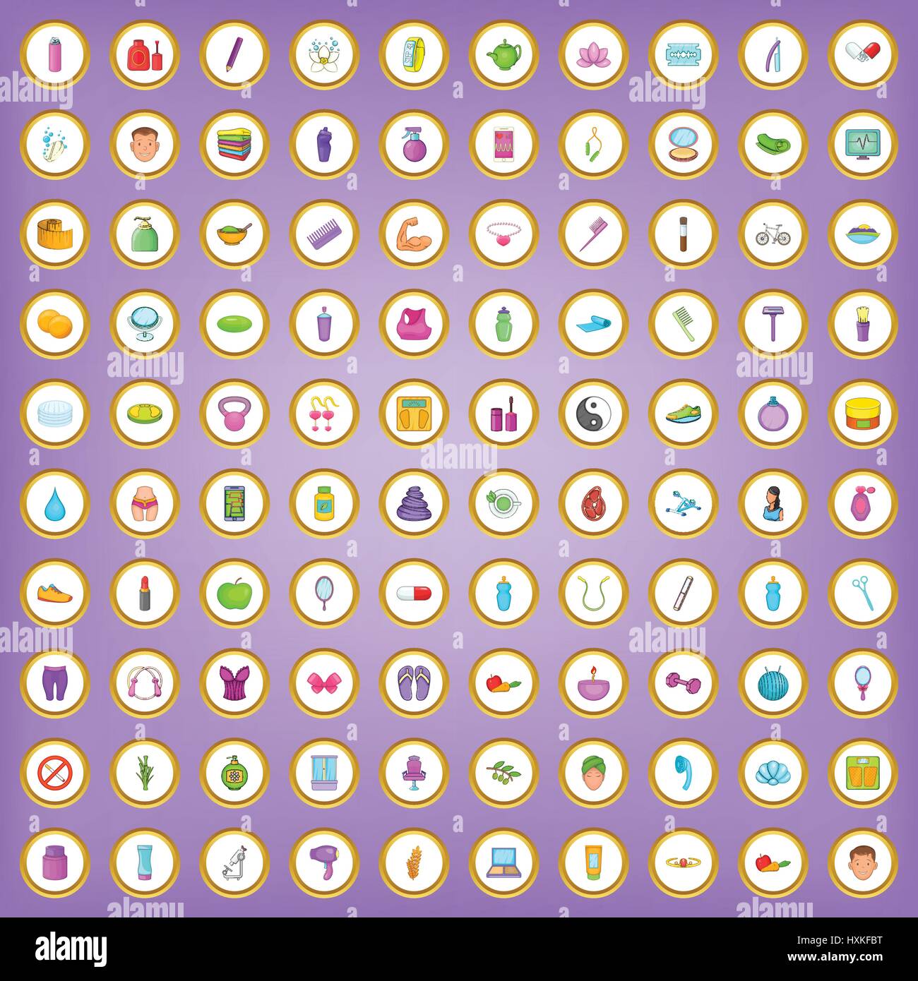 100 beauty salon icons set in cartoon style Stock Vector Image & Art ...
