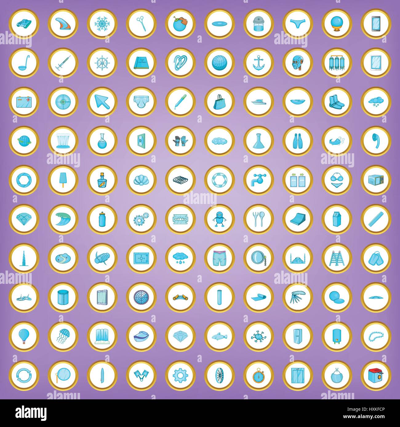 100 blue icons set in cartoon style Stock Vector Image & Art - Alamy