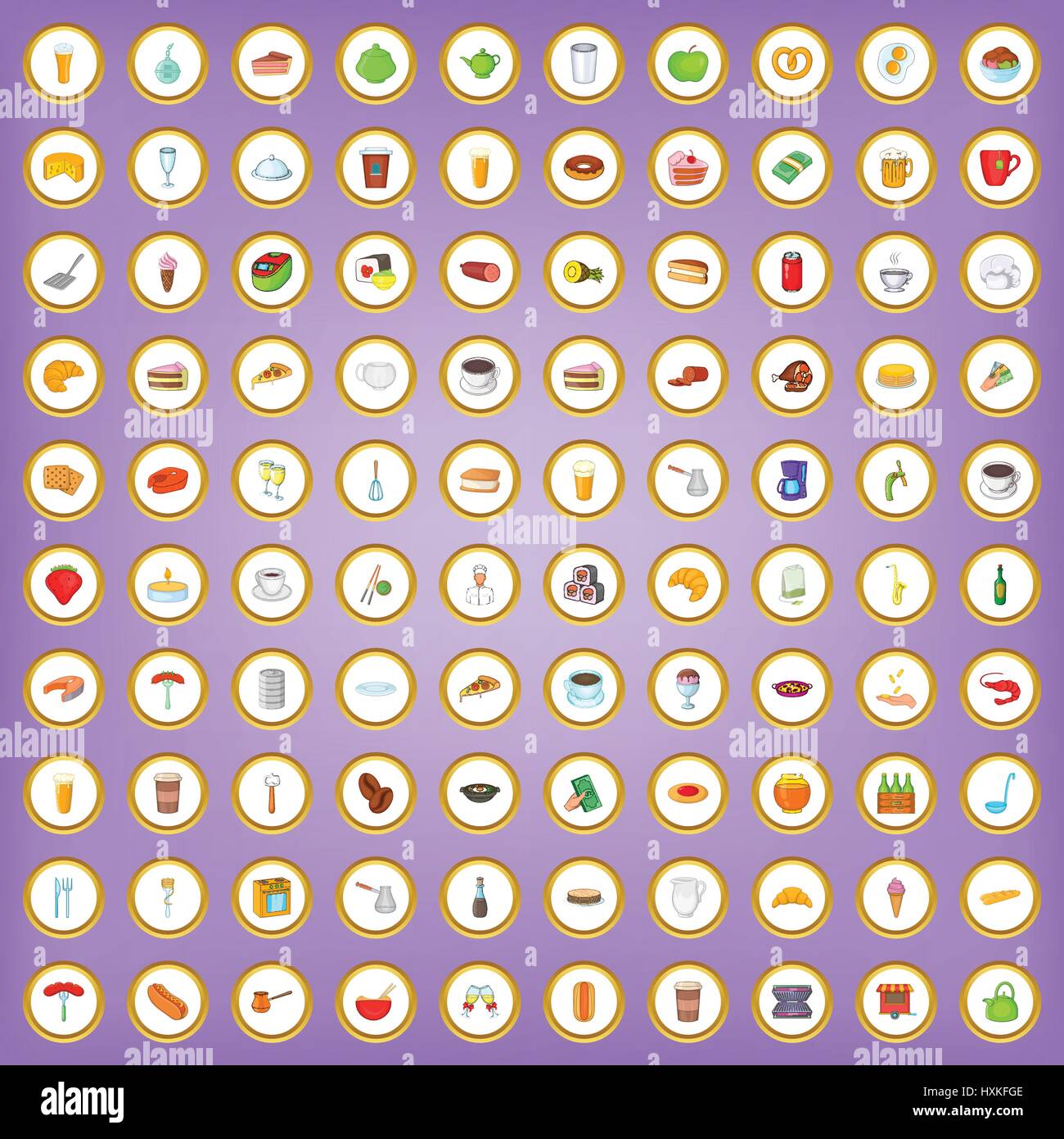100 cafe icons set in cartoon style Stock Vector Image & Art - Alamy