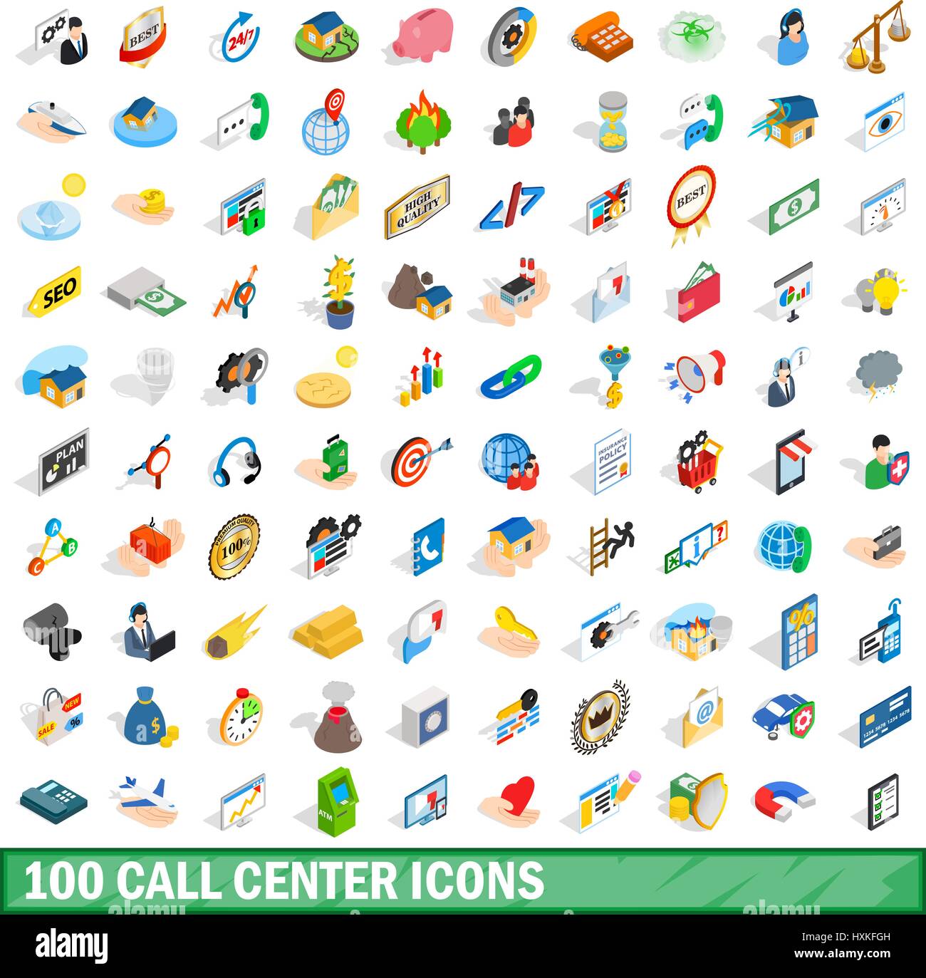 100 call center icons set, isometric 3d style Stock Vector Image & Art ...