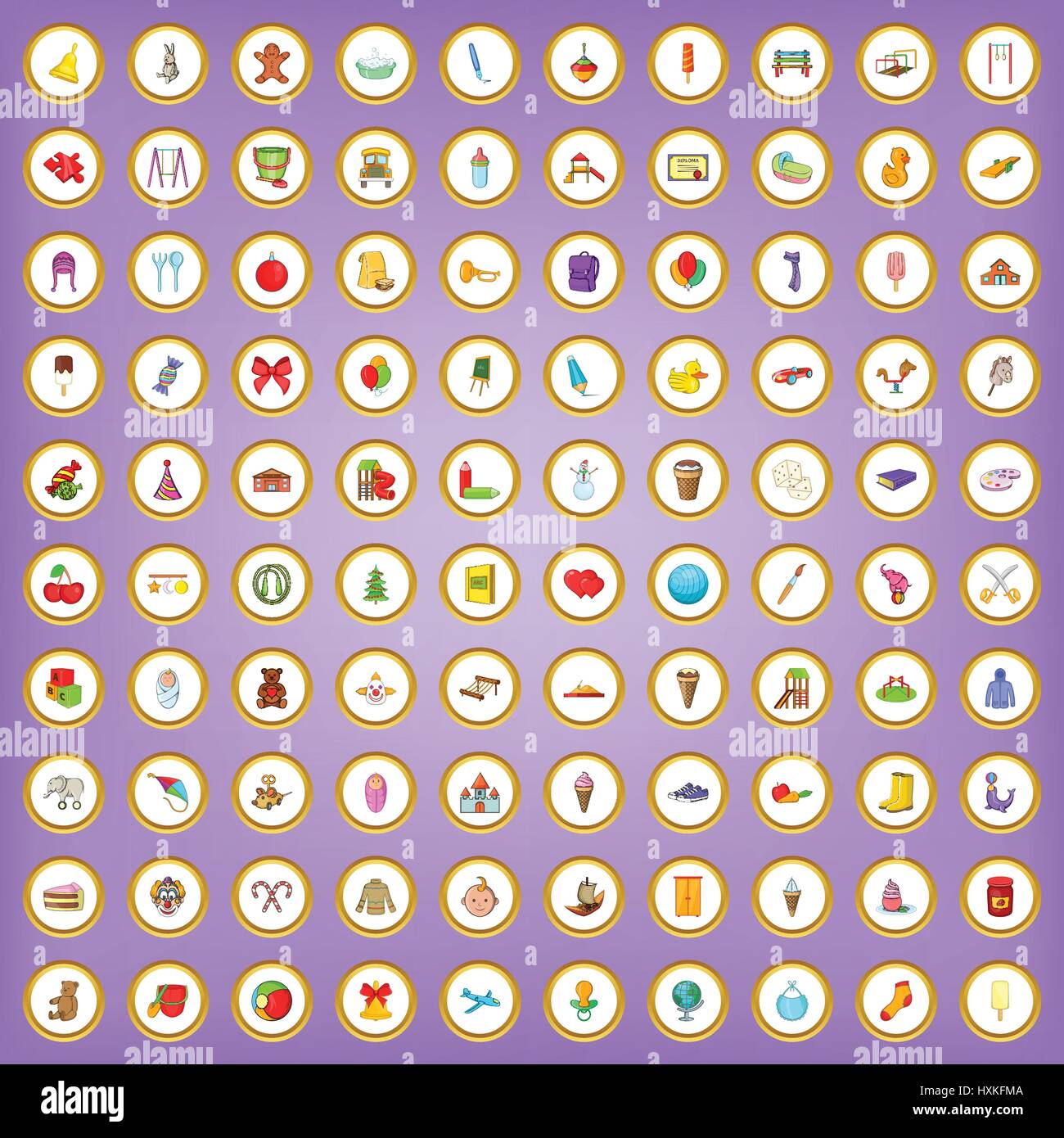100 children icons set in cartoon style Stock Vector Image & Art - Alamy